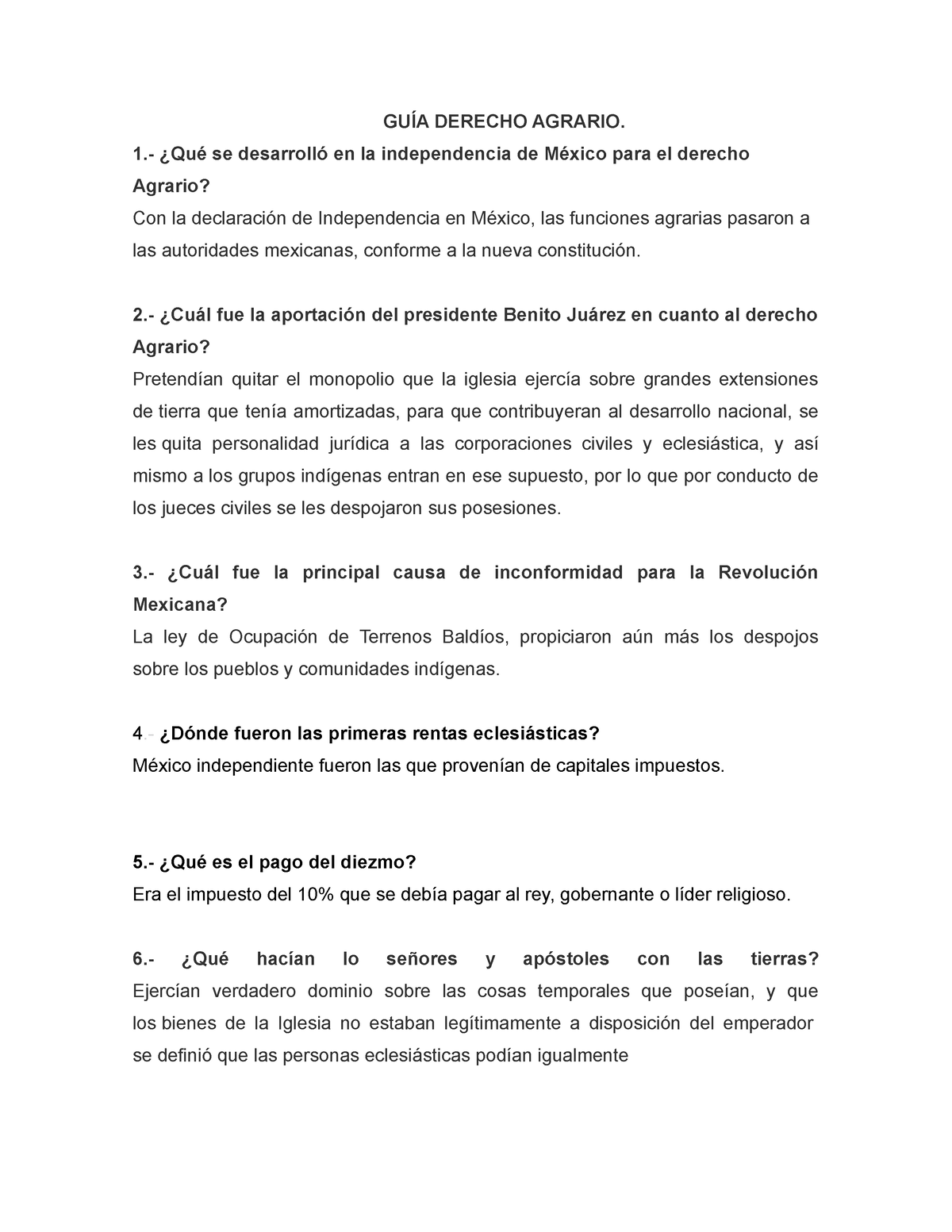 GUÍA Correcta Agrario - Trabajo - GUÍA DERECHO AGRARIO. 1.- ¿Qué Se ...