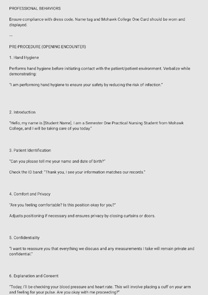 Cardiac and Peripheral Vascular Skills Assessment Script - on door ...