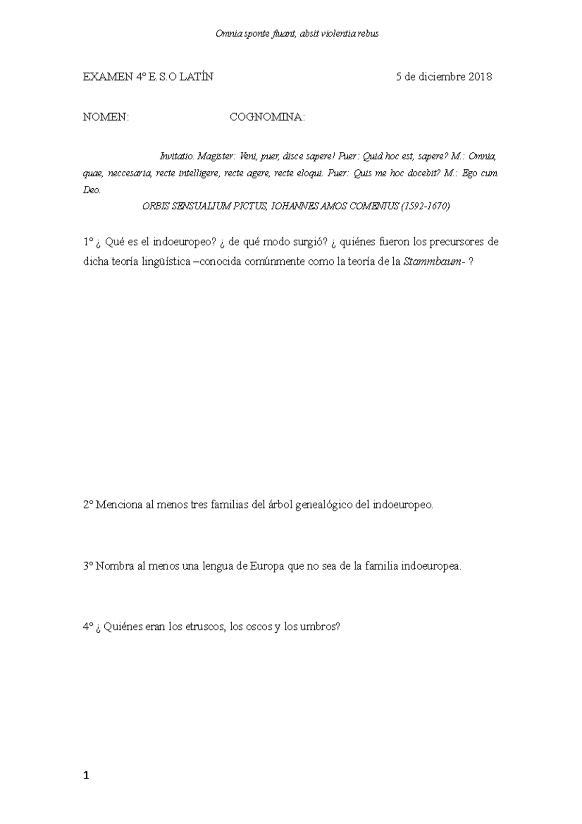 Examen 4ºeso Latin Exámenes Examen 4º E LatÍn 5 De Diciembre 2018