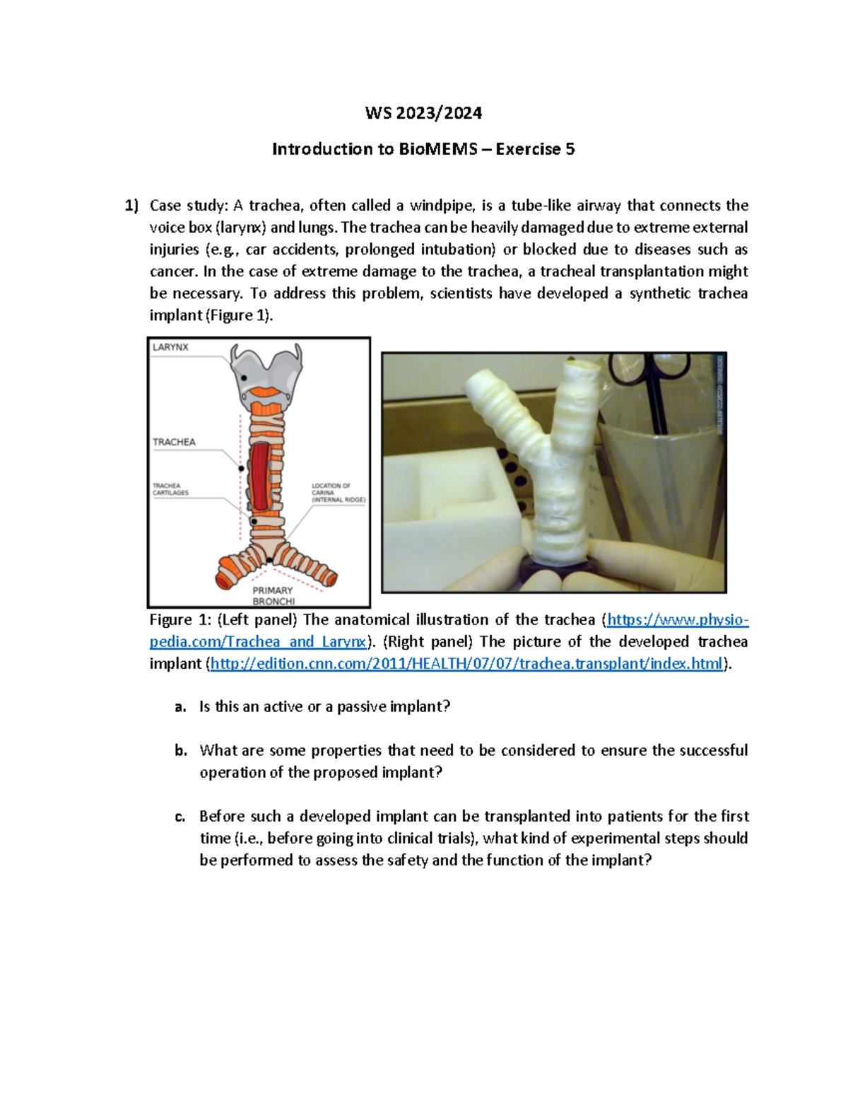 WS23-24 exercise 5 - WS 202 3 /202 4 Introduction to BioMEMS – Exercise ...