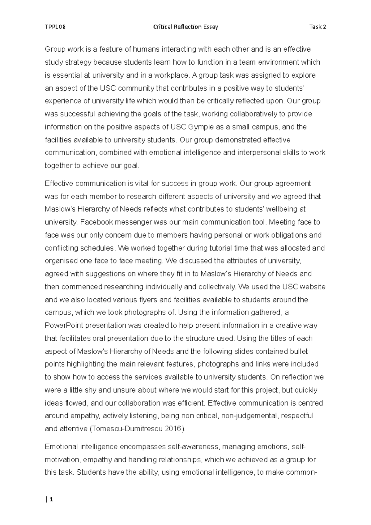 Example task 2 - Group work is a feature of humans interacting with ...