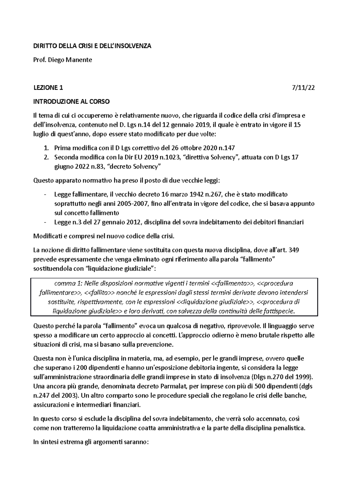 Diritto Della Crisi E Dell Insolvenza Diritto Della Crisi E Dellinsolvenza Prof Diego 6145