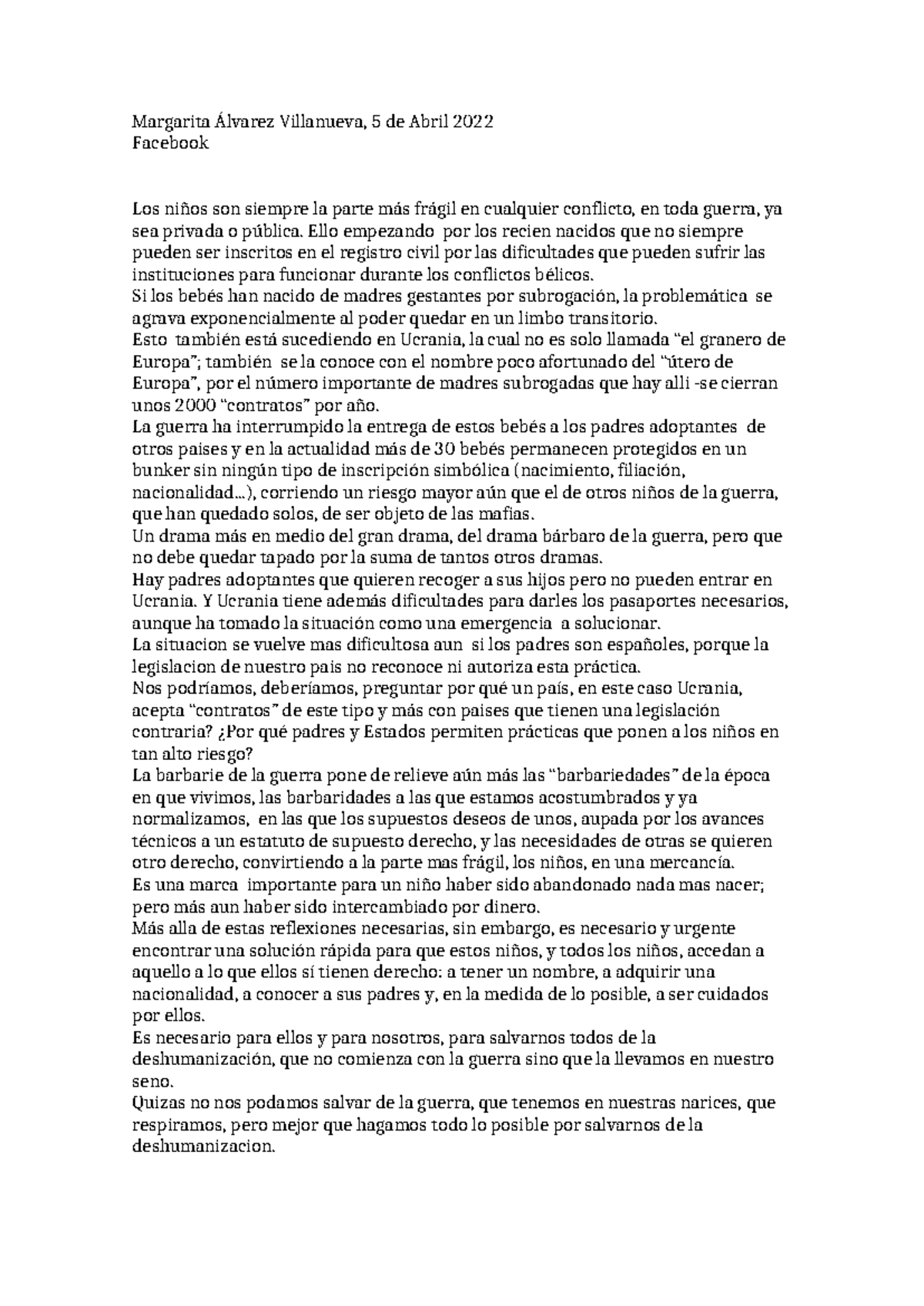 Margarita Álvarez Villanueva Ello empezando por los recien nacidos