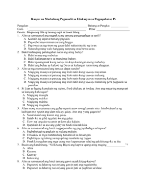 Pt Araling Panlipunan Q Mm Table Of Specification In Ap Fourth