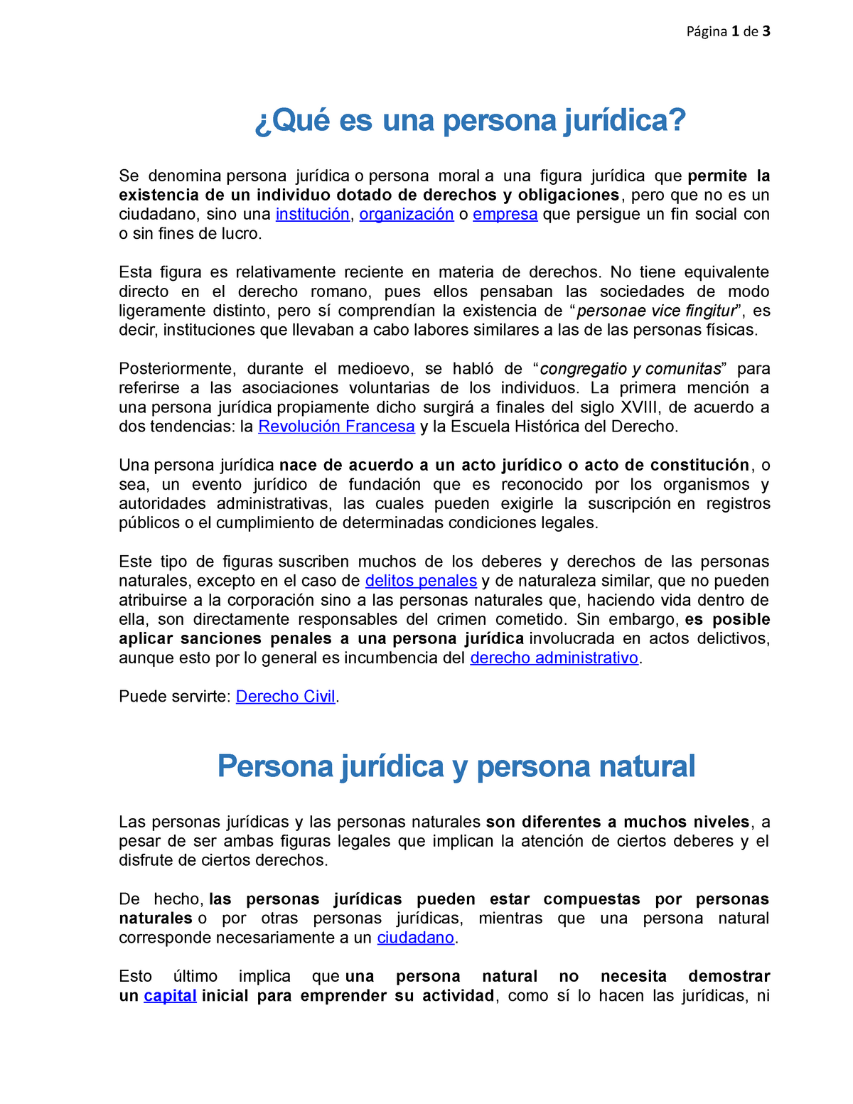 Derecho Persona Jurídica Página 1 De 3 ¿qué Es Una Persona Jurídica