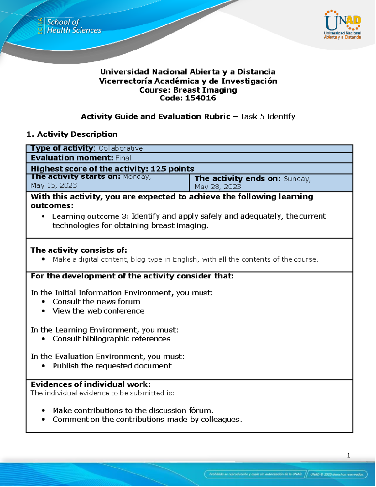 Activity guide and evaluation rubric - Unit 3 - Task 5 - Identify ...
