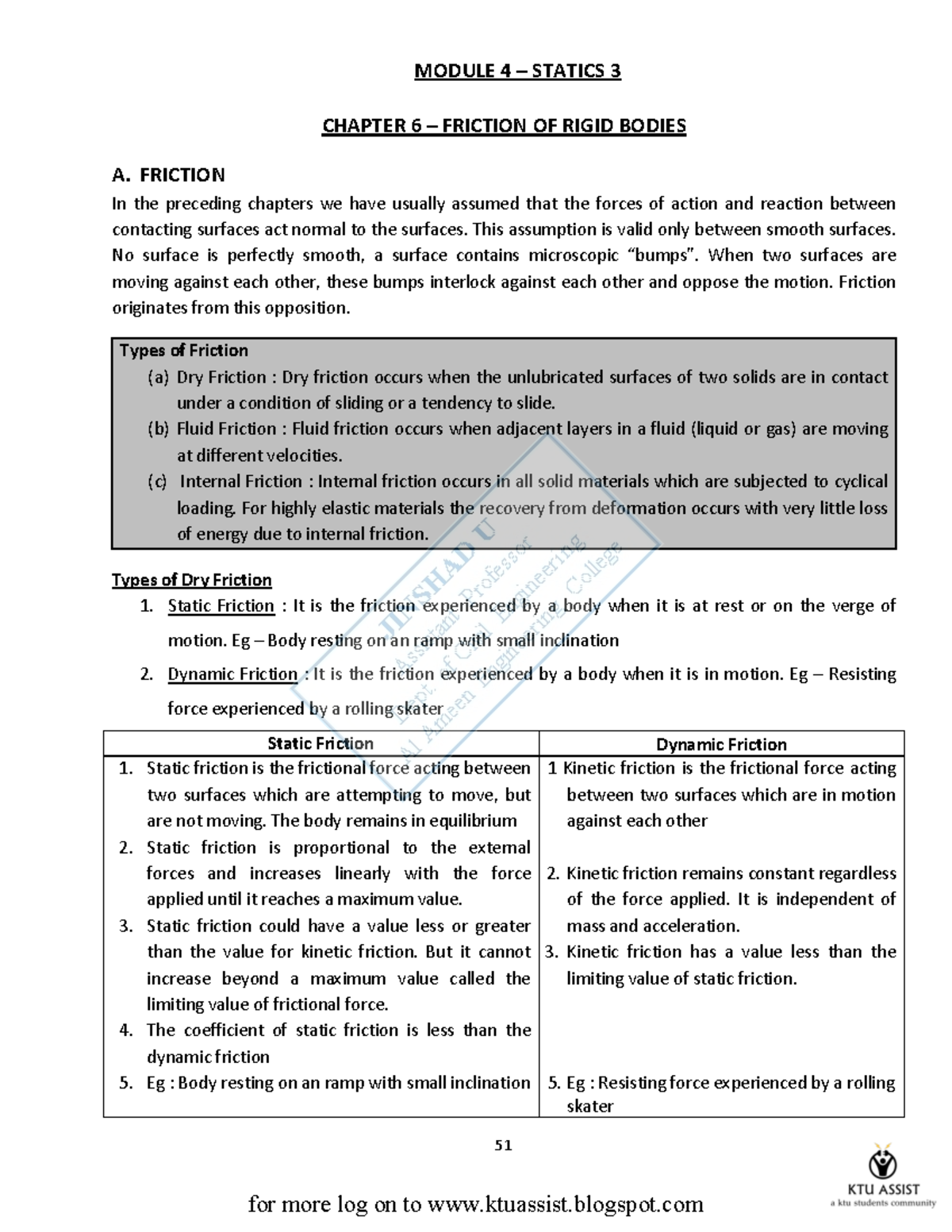 Mechanics Mod2 (Friction) - 51 MODULE 4 – STATICS 3 CHAPTER 6 ...