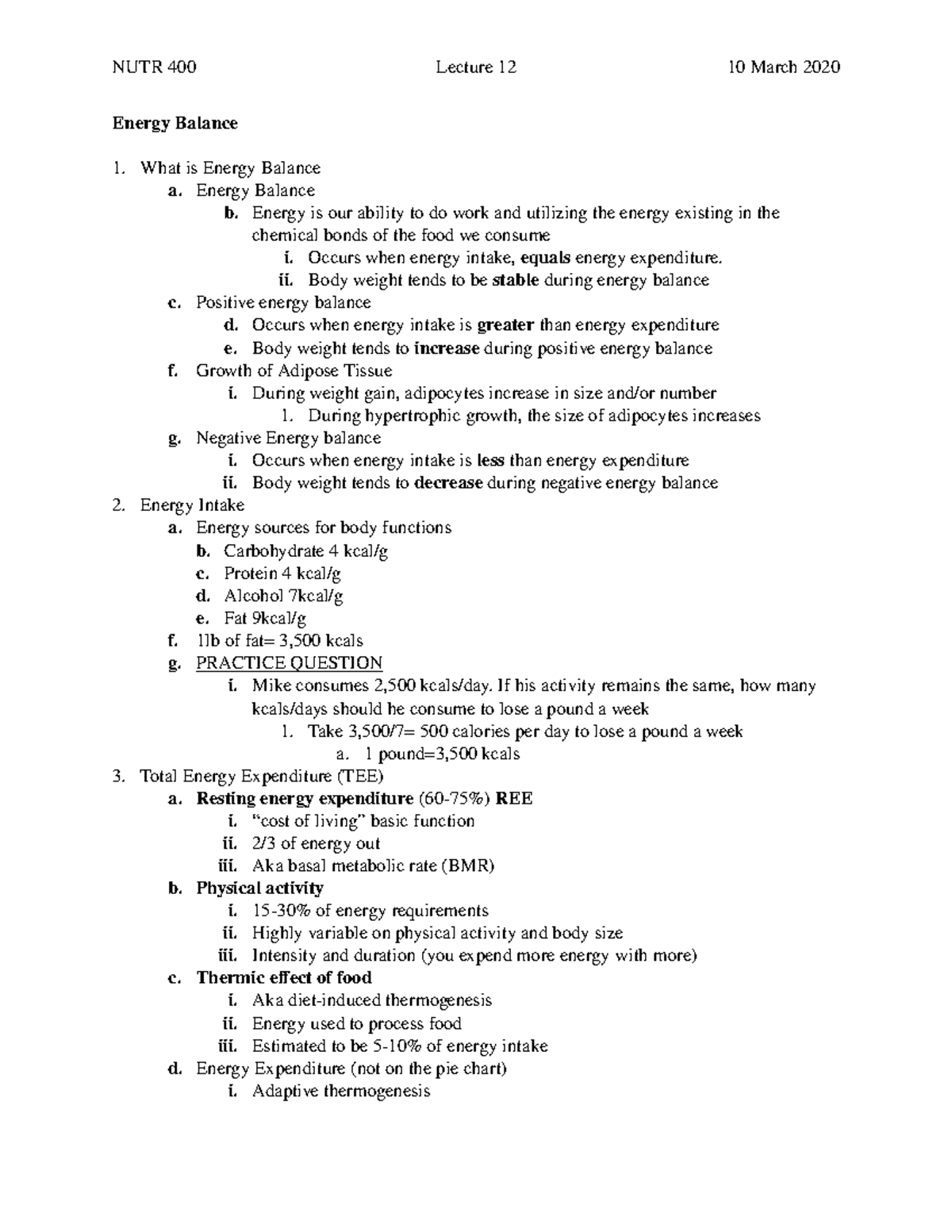Energy Balance 2 - Energy Balance 1 is Energy Balance a. Energy Balance ...