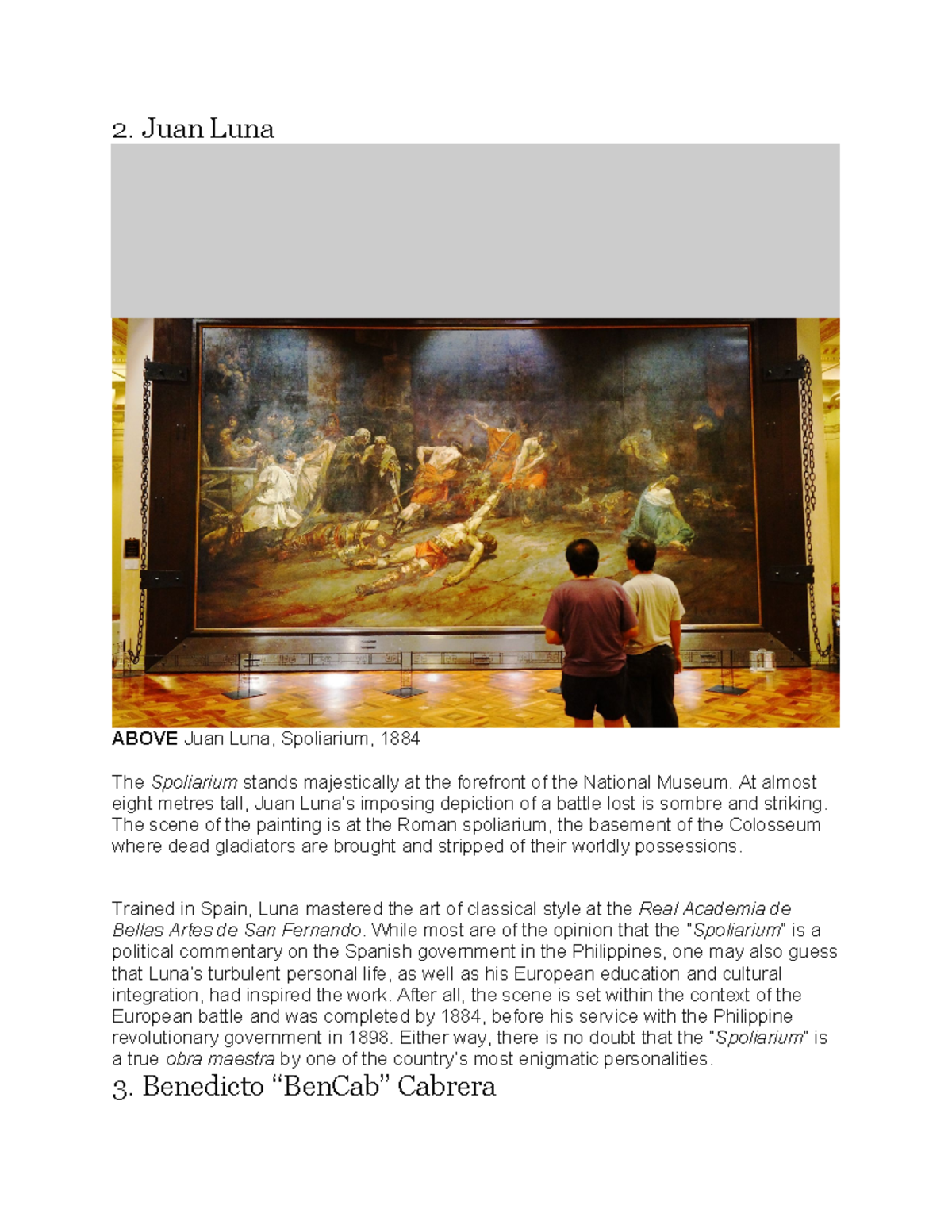 For visual - summary of Filipino painters - 2. Juan Luna ABOVE Juan ...