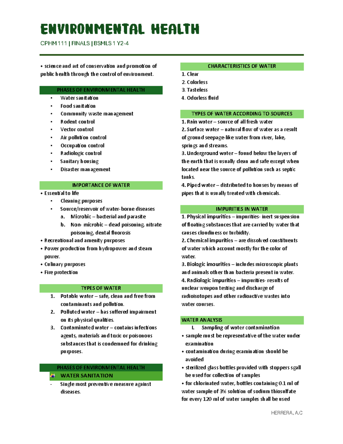 Environmetal Health - FInals - science and art of conservation and ...