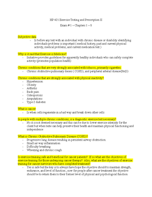 Exercise Testing 2 - Exam 1 Study Guide - HP 421 Exercise Testing and ...