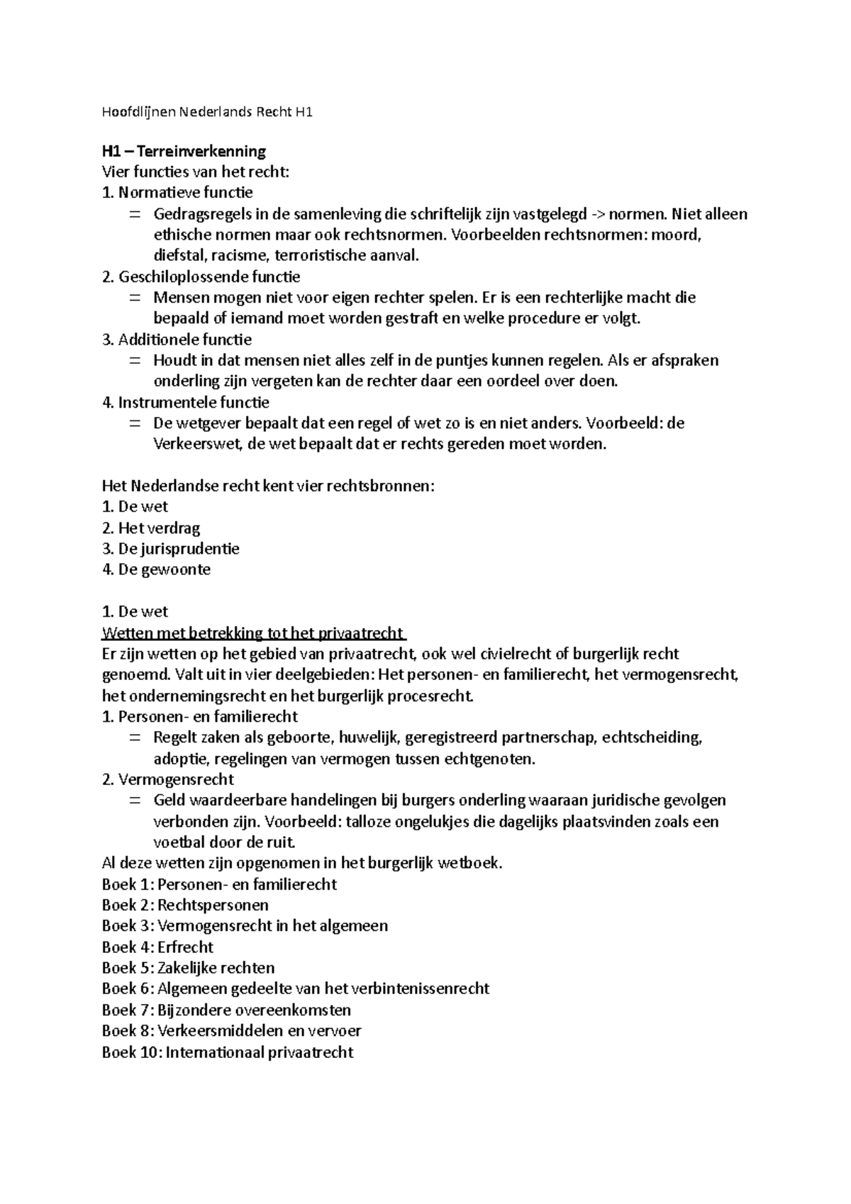 Samenvatting Hoofdlijnen Nederlands Recht H1 - Hoofdlijnen Nederlands ...