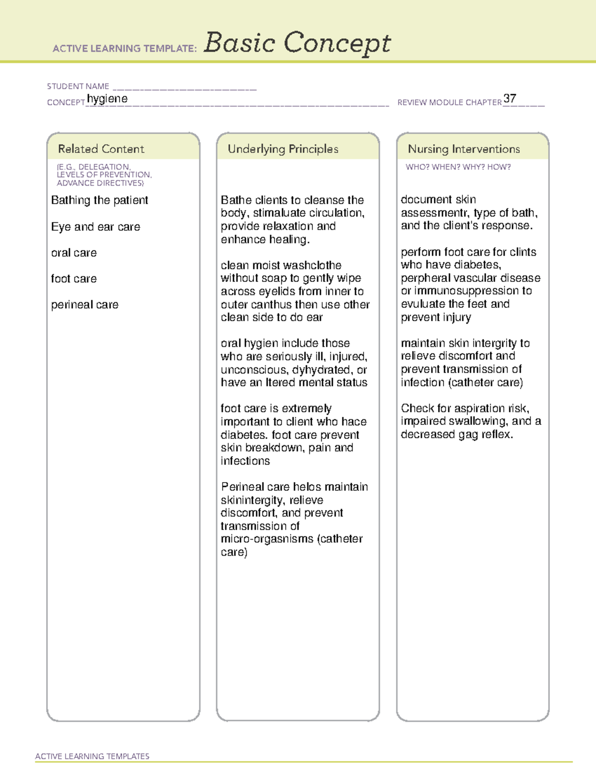 PNchildpractice 9 - Nursing template - ACTIVE LEARNING TEMPLATES Basic ...