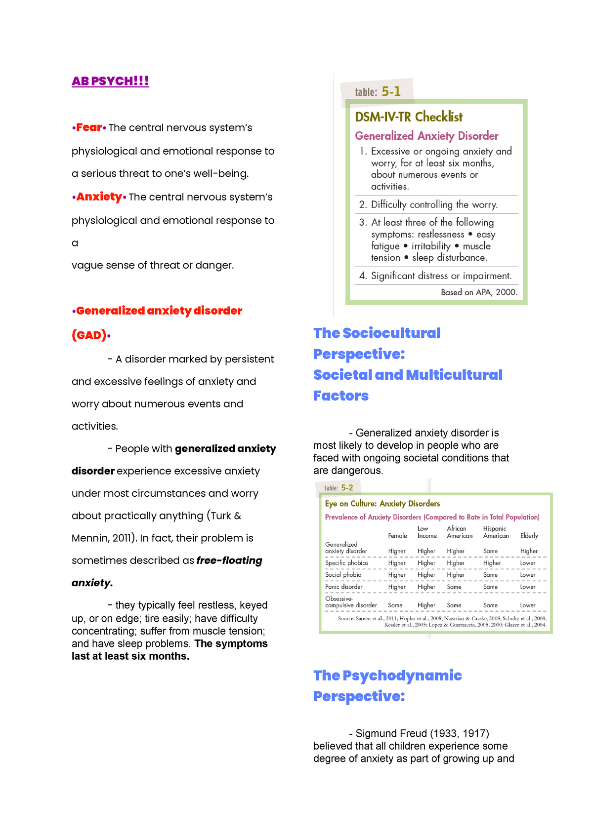 AB Psych Reviewer - AB PSYCH!!! Fear• The Central Nervous System’s ...