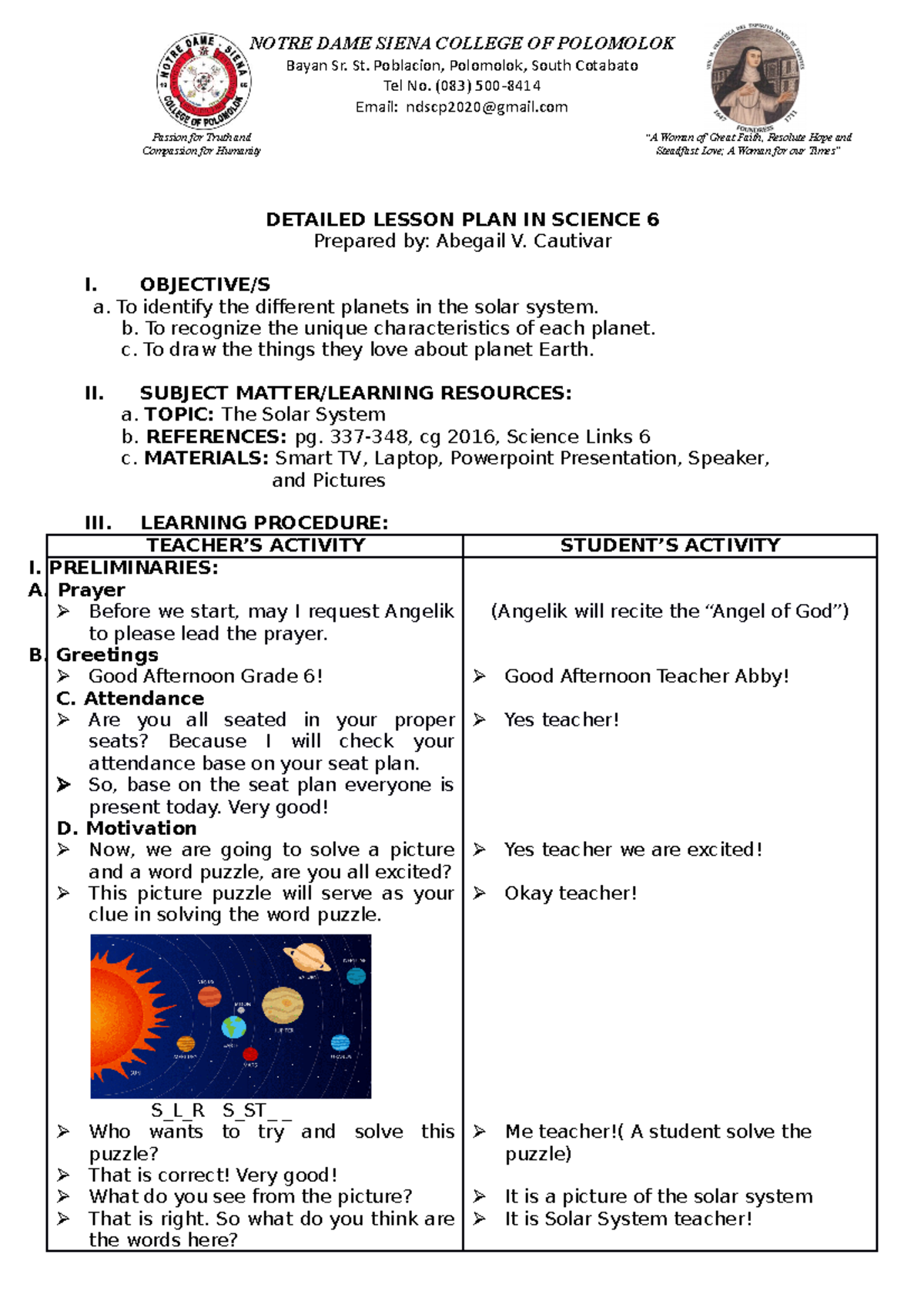 Detailed Lesson Plan In Science 6 - DETAILED LESSON PLAN IN SCIENCE 6 ...