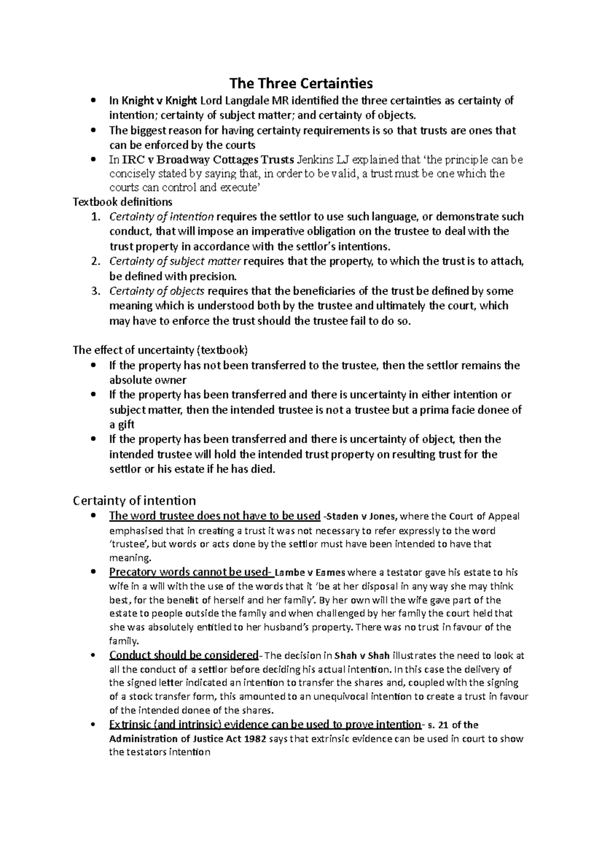The Three Certainties revision - The Three Certainties In Knight v ...