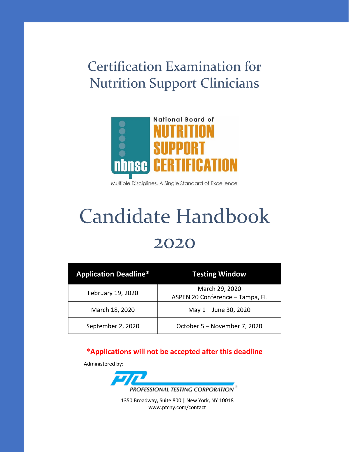 CNSC Handbook 2020 Certification Examination for Nutrition Support