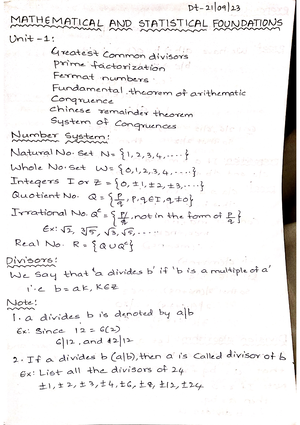 Msf Unit 2 - Easy To Understand - Mathematical And Statistical ...