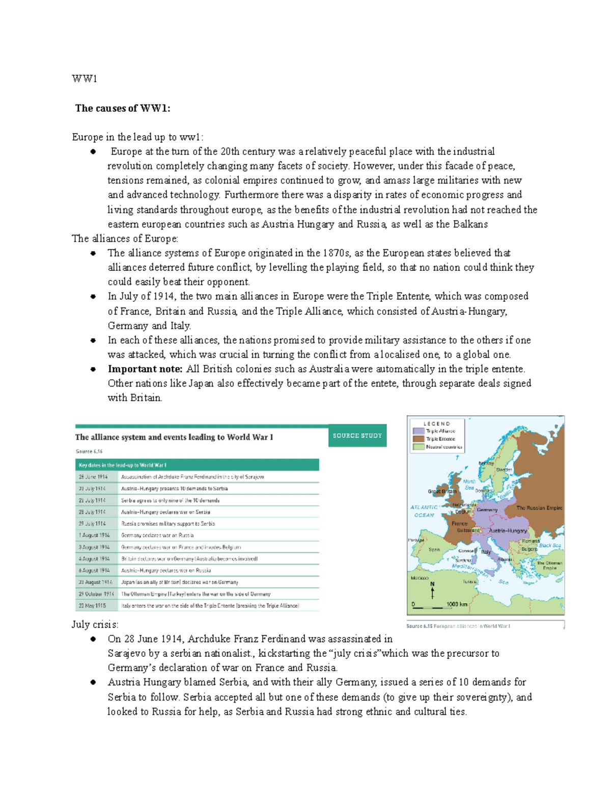 thesis for ww1 causes