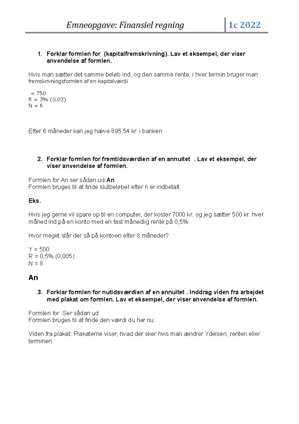 Emneopgave Finansiel Regning 1c 2022 - Emneopgave: Finansiel Regning 1c ...