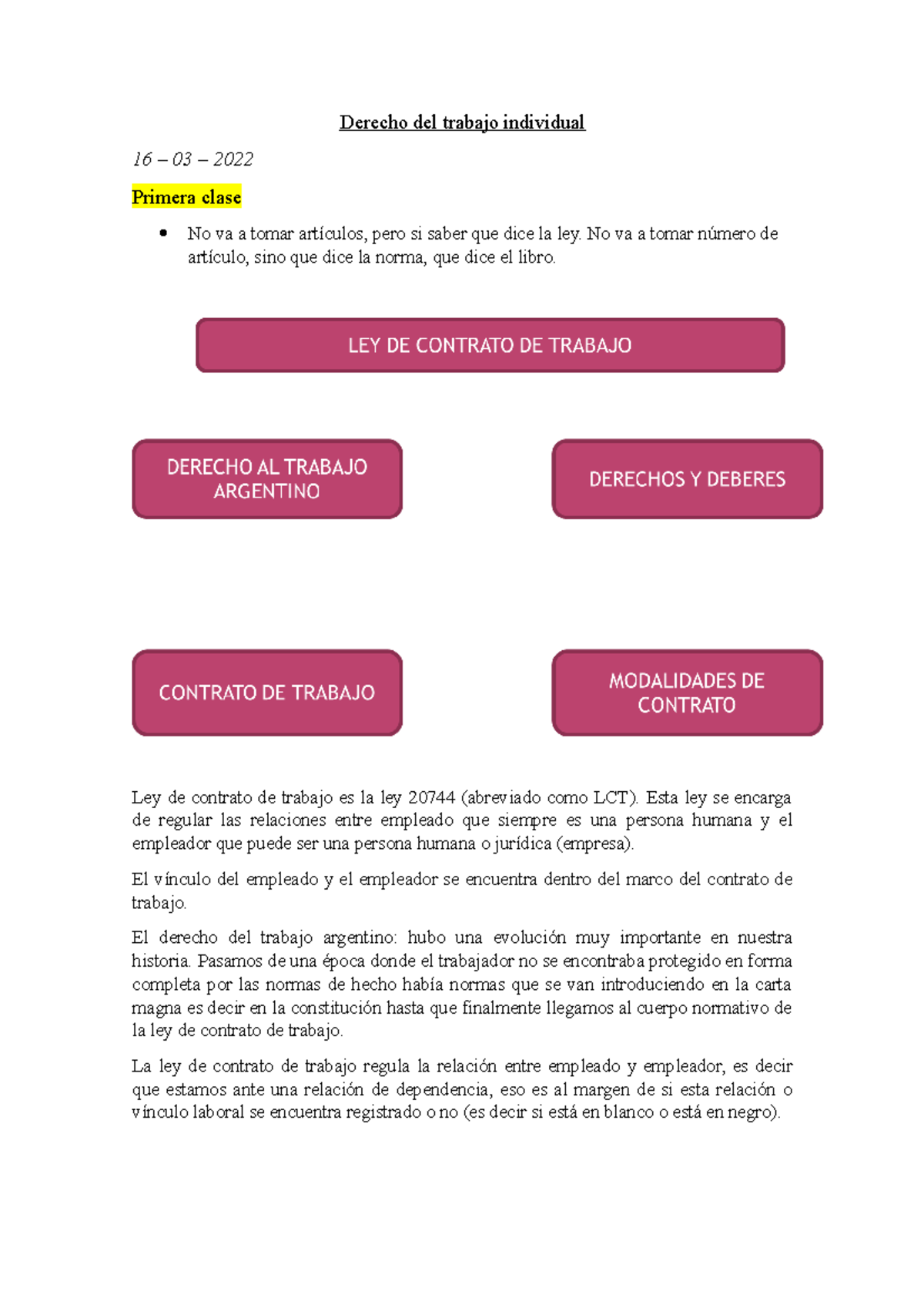 Derecho Del Trabajo Individual Primera Clase Para El 1 Parcial ...