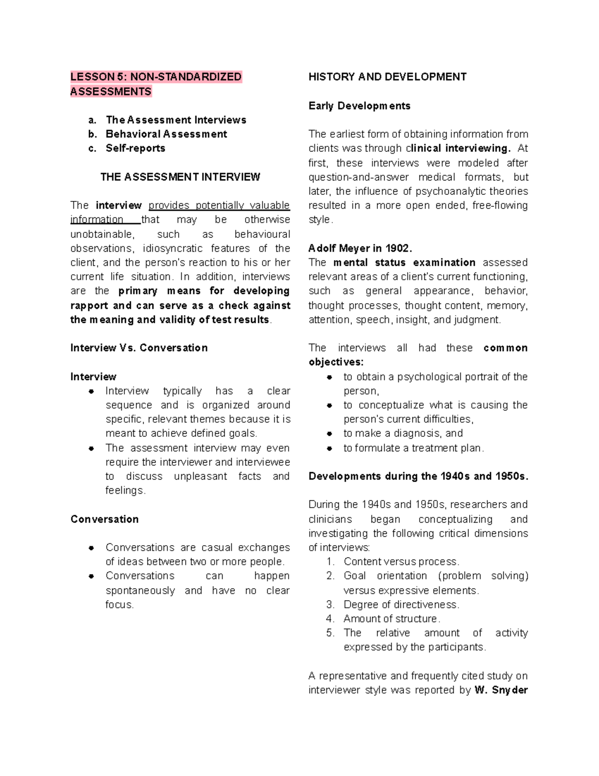 Lesson5 NON Standardized Assessments LESSON 5 NONSTANDARDIZED