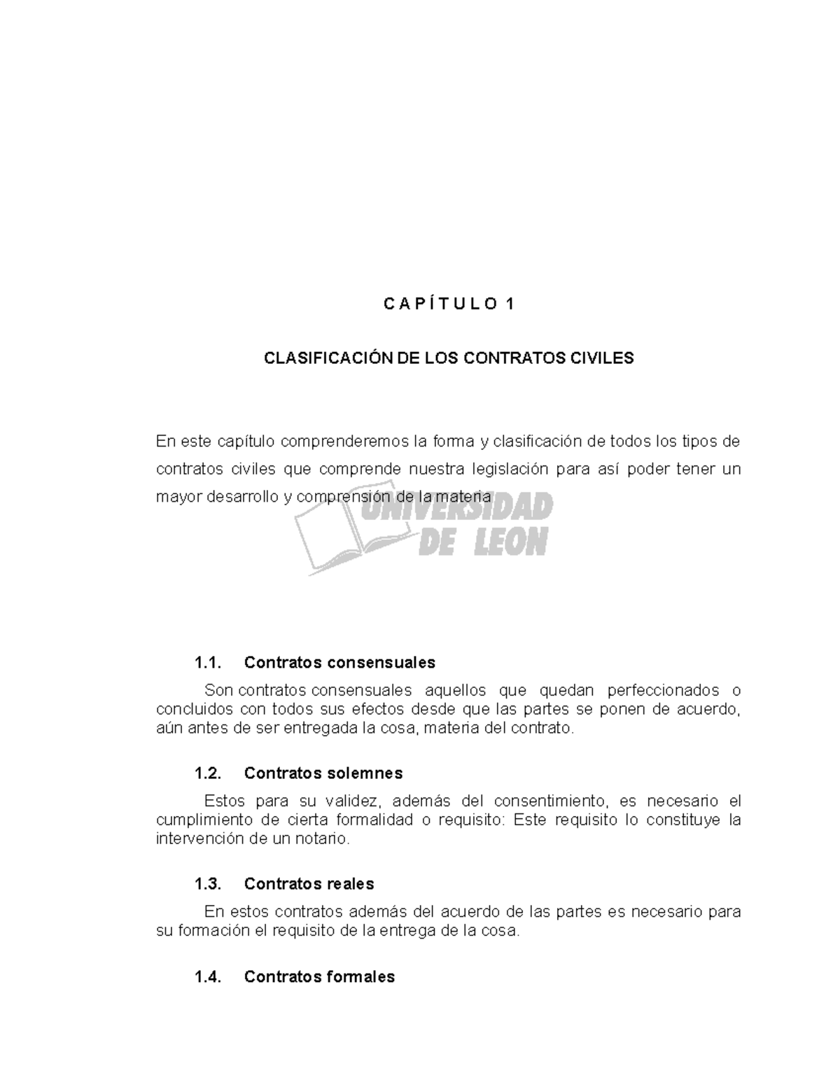 Clasificación De Los Contratos - C A P Í T U L O 1 CLASIFICACIÓN DE LOS ...