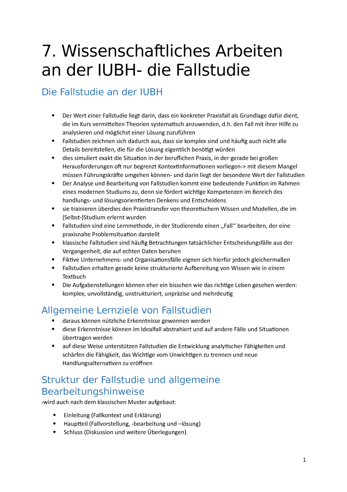 case study beispiel iubh