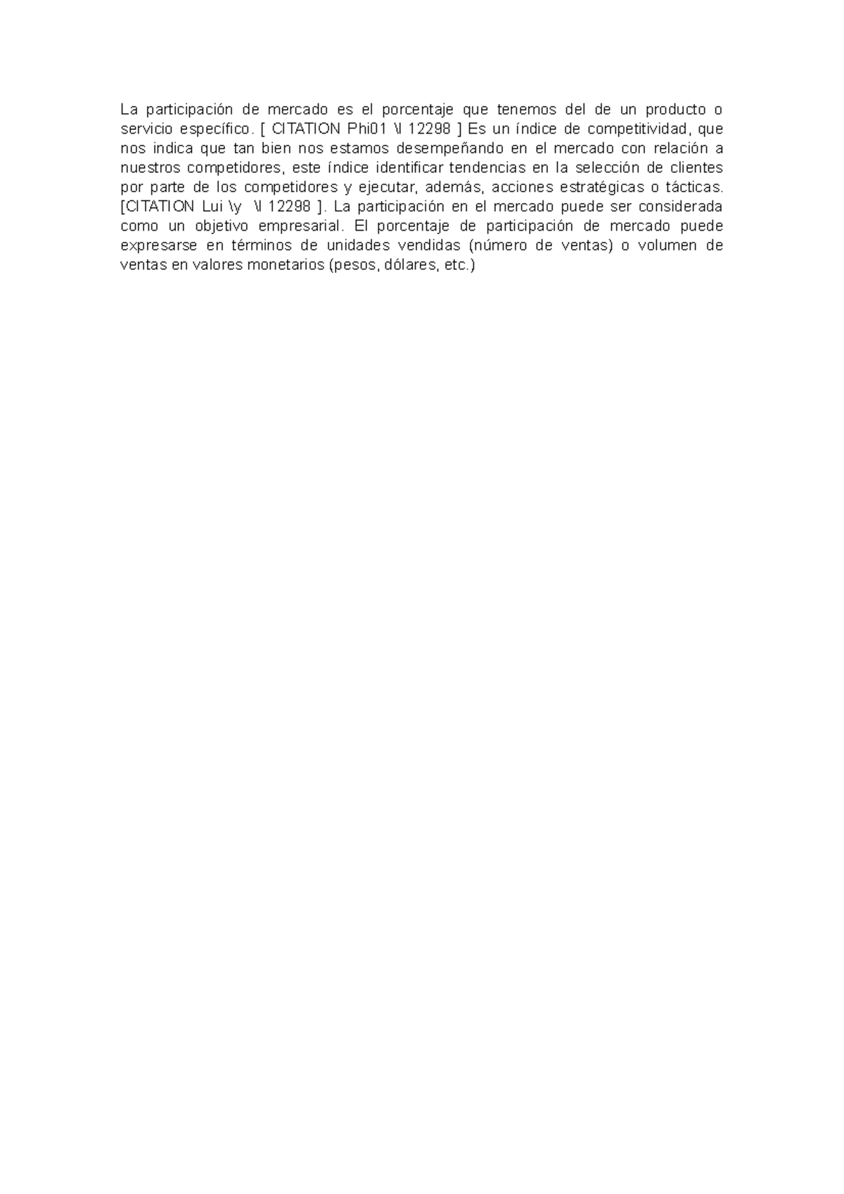 Participación de mercado- resumen e - La participación de mercado es el ...