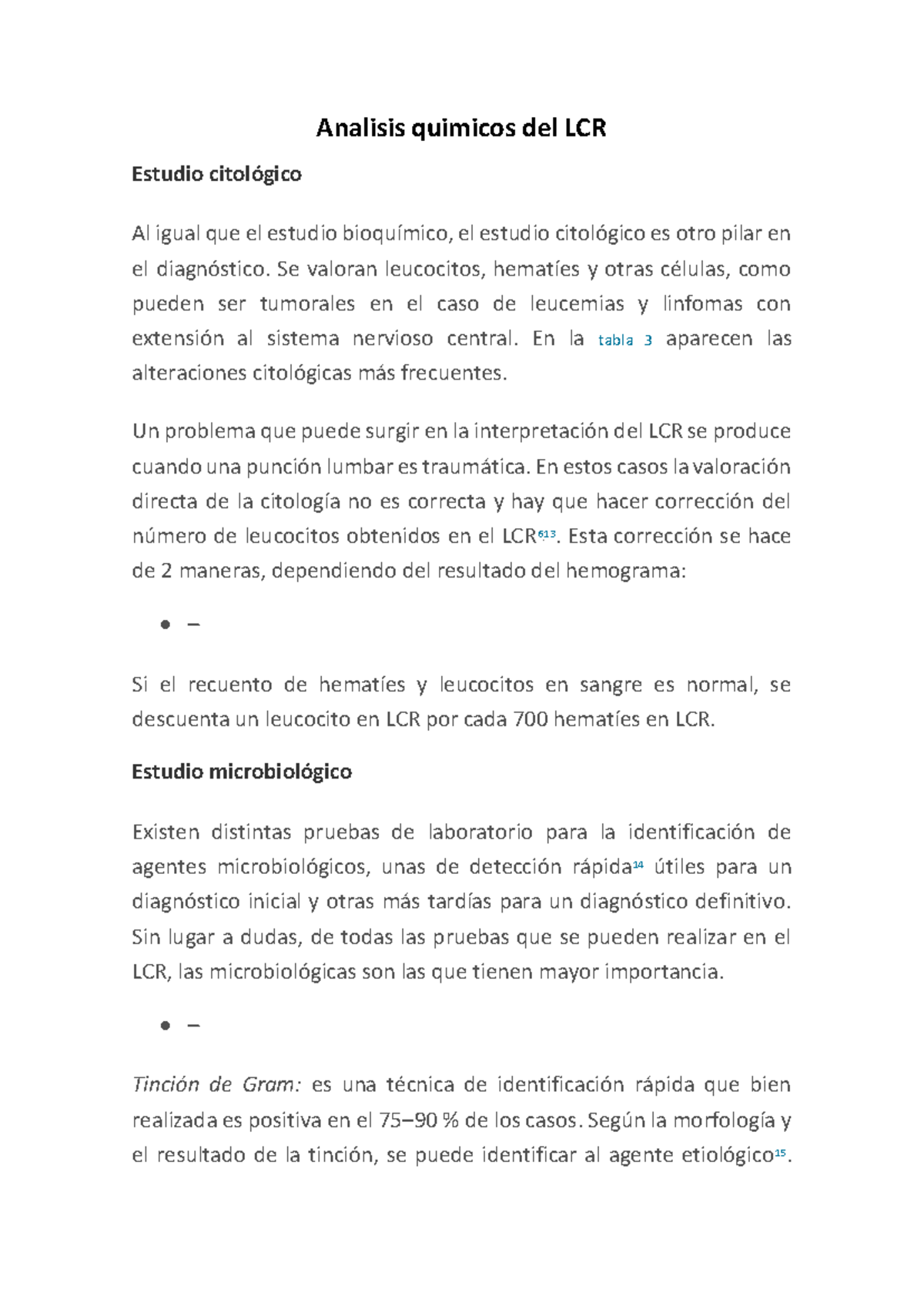 Analisis quimicos del LCR - Analisis quimicos del LCR Estudio ...