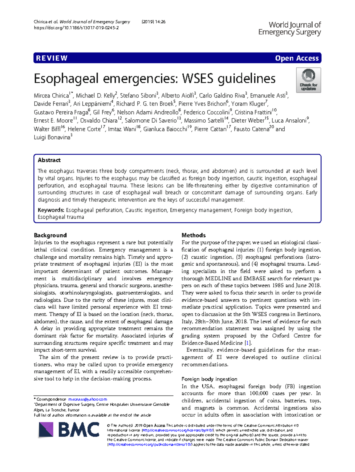 Esophageal-emergencies - R E V I E W Open Access Esophageal emergencies ...