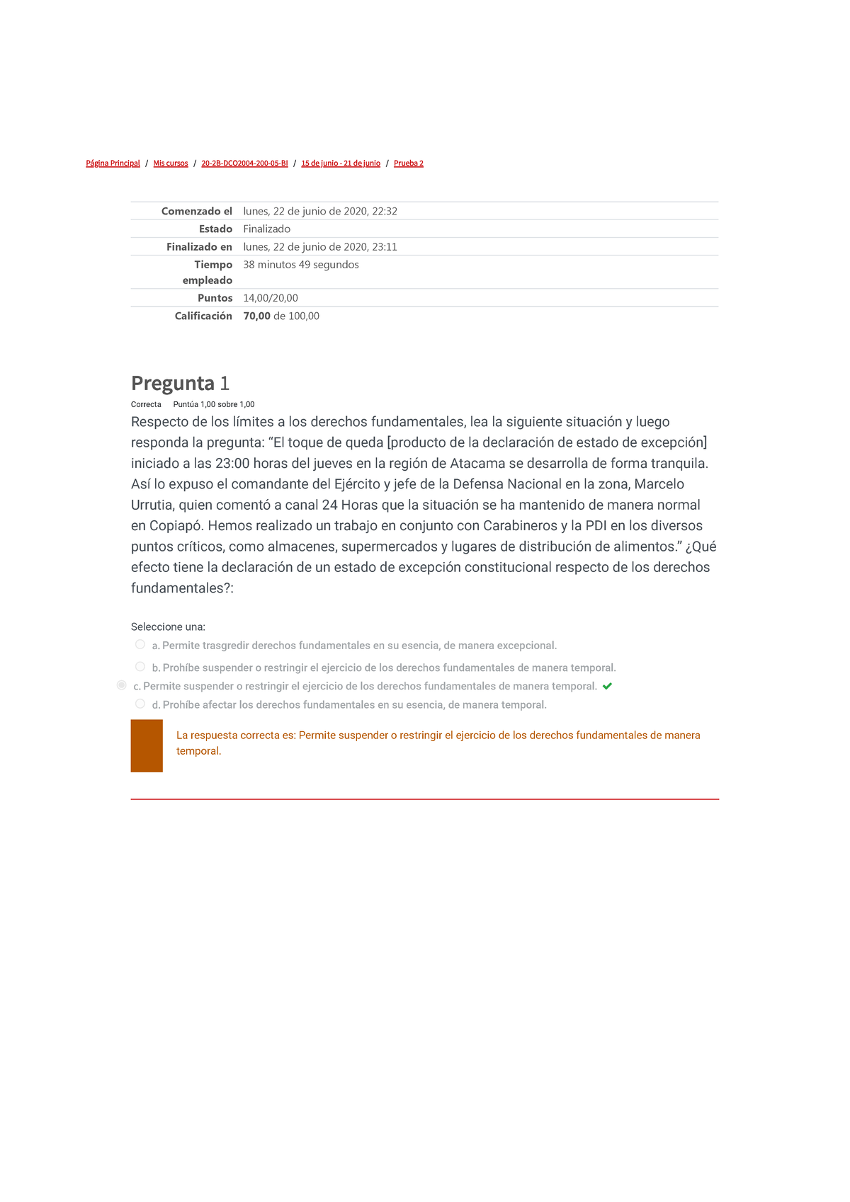 Prueba 2 Derecho Constitucional - Página Principal / Mis cursos / 20-2B ...