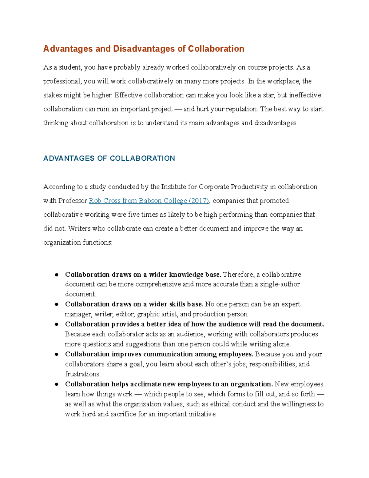 Chapter 4 Writing Collaboratively - Advantages and Disadvantages of ...