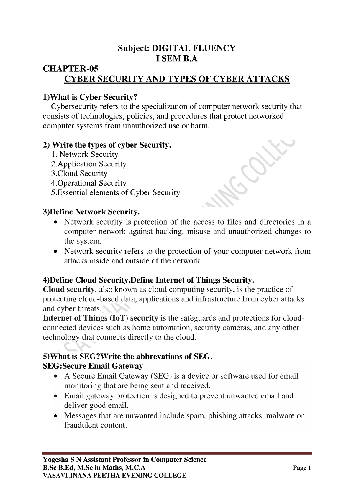 Chapter 05 BA DF - digital fluency notes - Yogesha S N Assistant ...