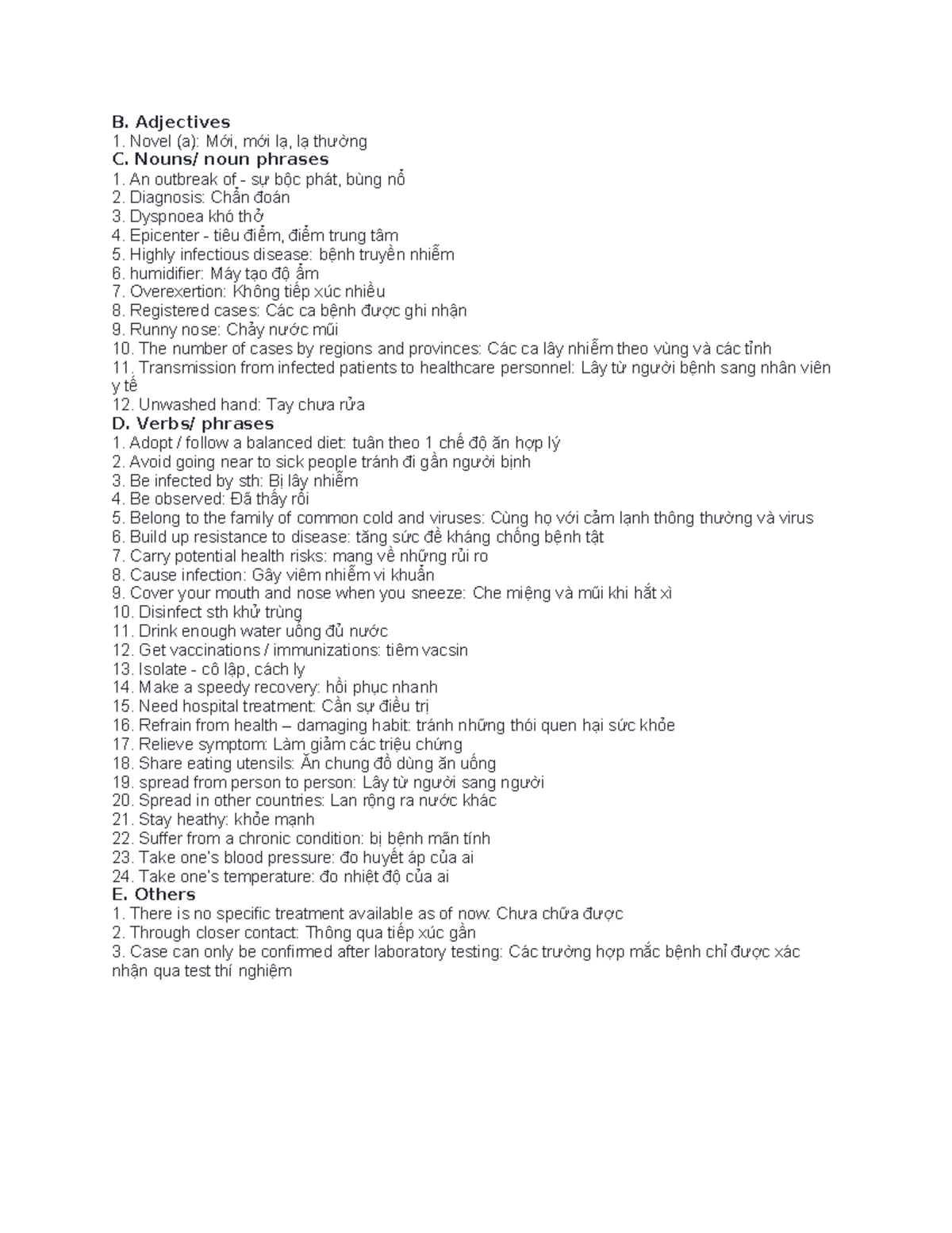 Corona - helpful - B. Adjectives Novel (a): Mới, mới lạ, lạ thường C ...