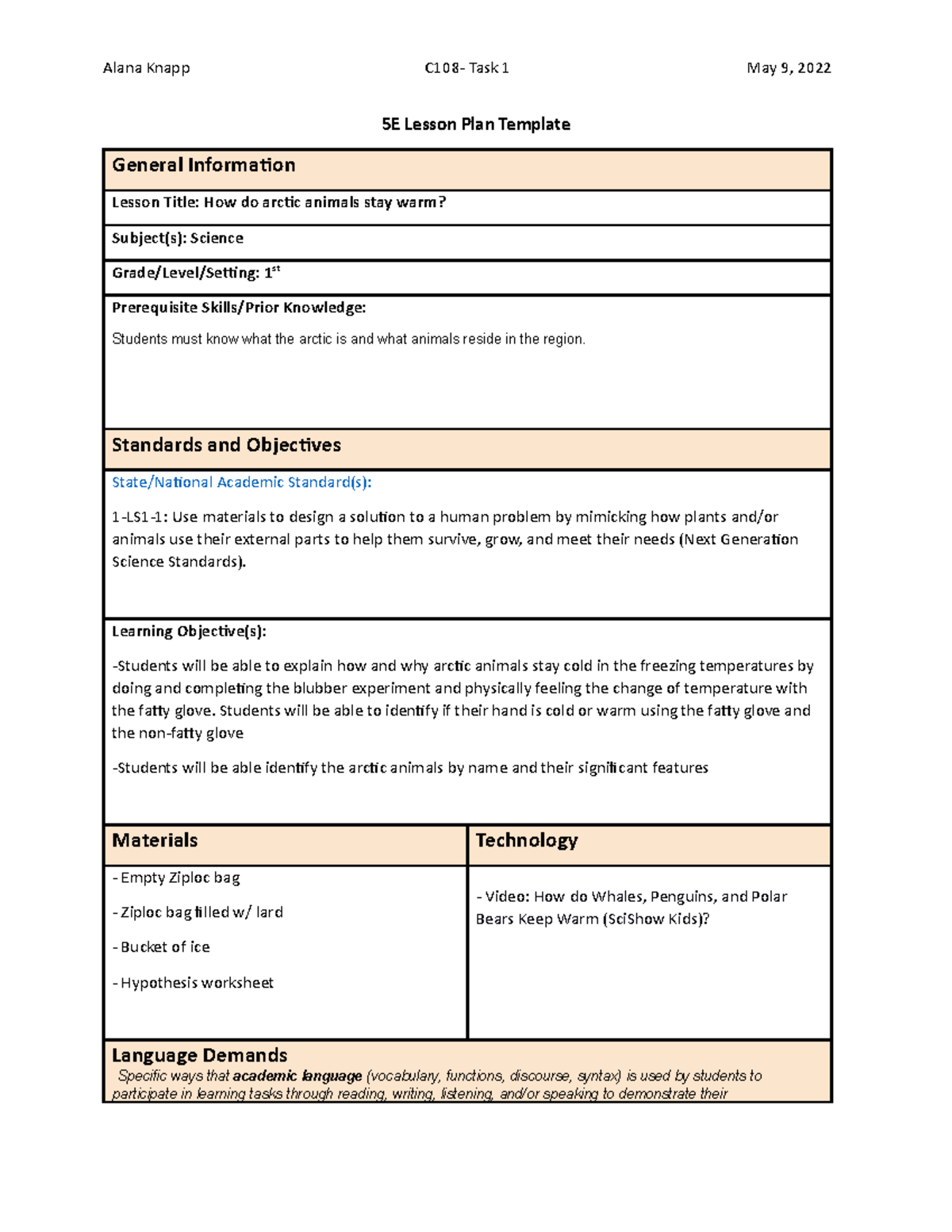 C108- Elementary Science Methods: Passed! - 5E Lesson Plan Template ...