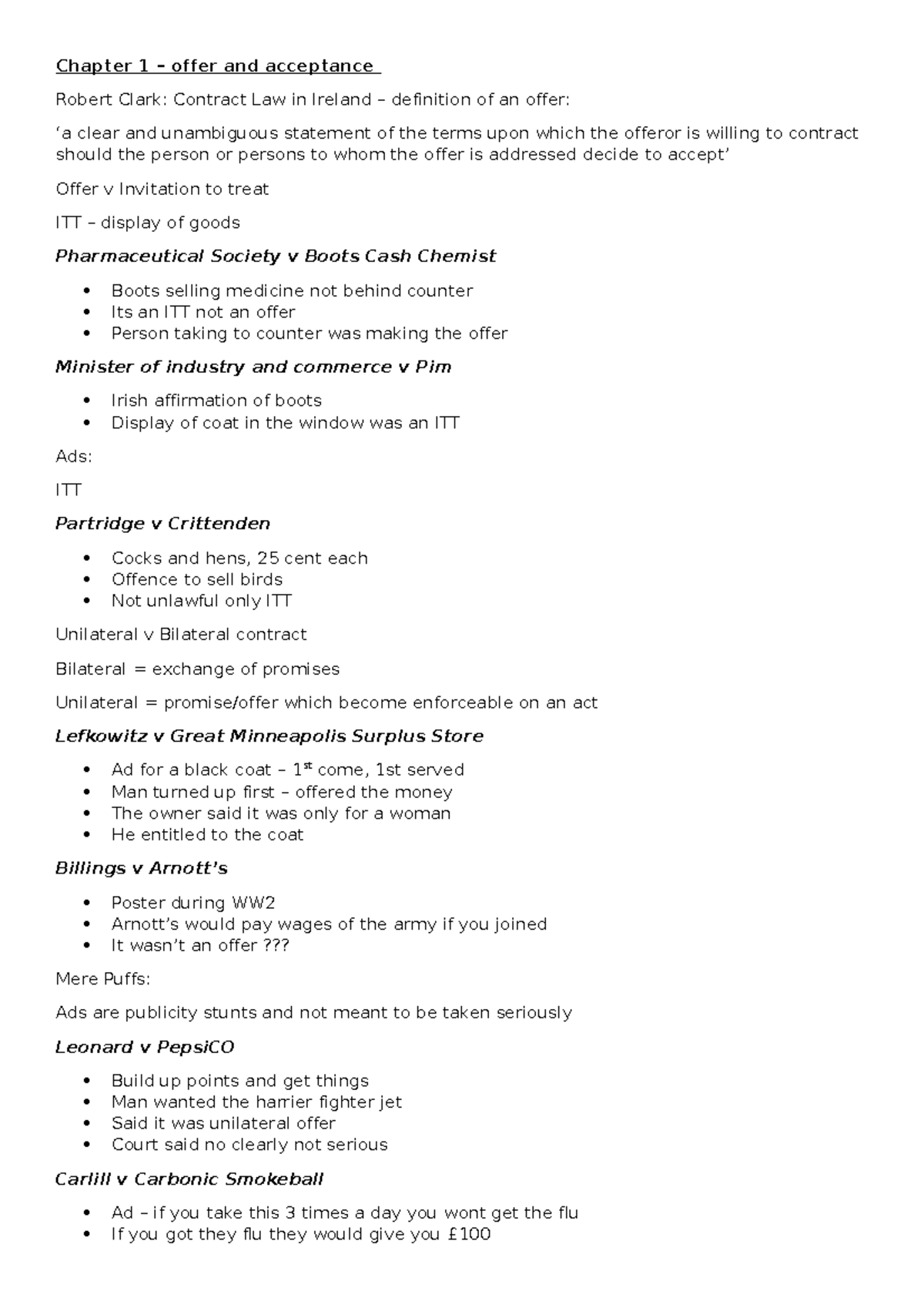 Offer and Acceptance Chapter 1 offer and acceptance Robert Clark