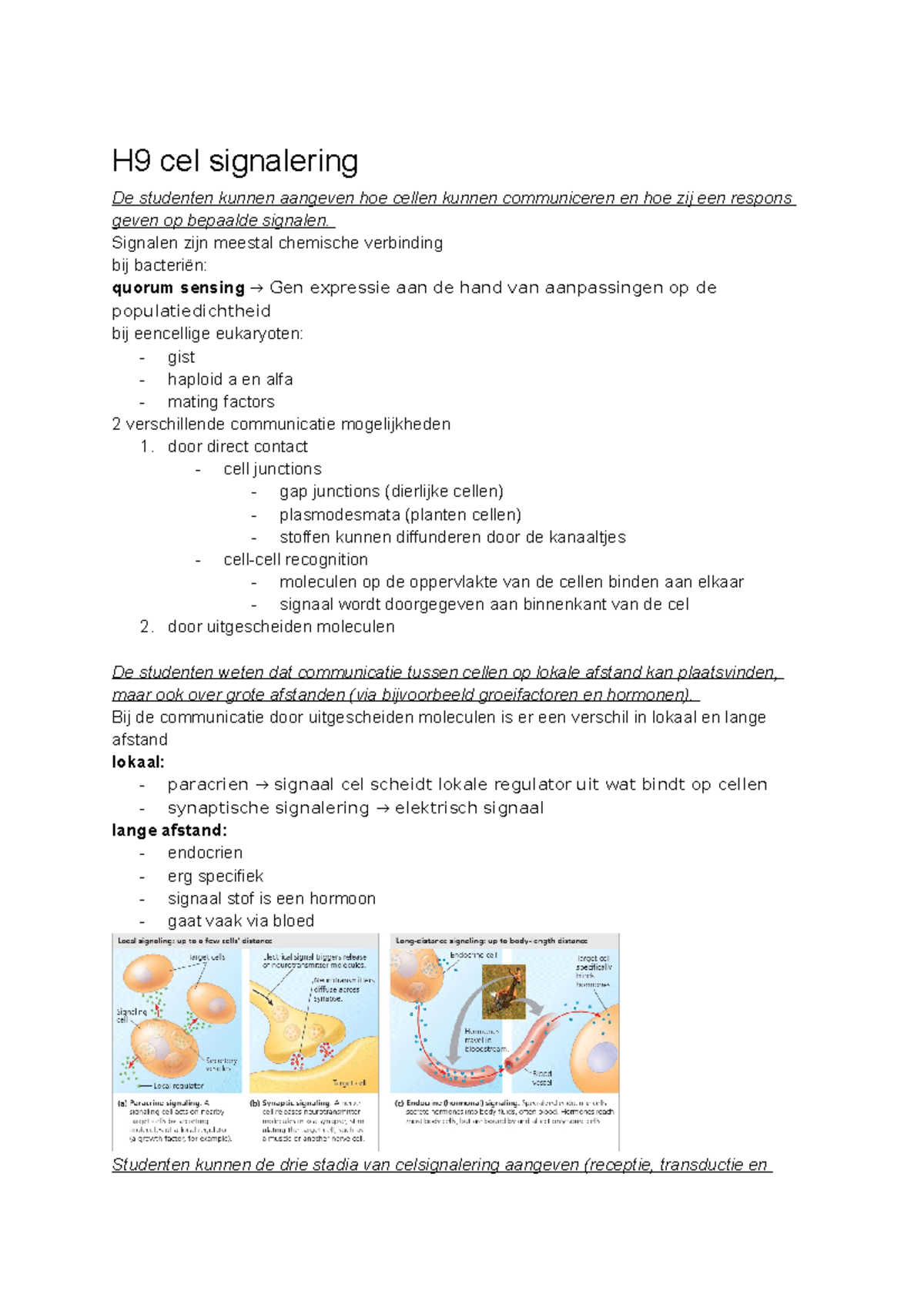 Leerdoelen Molbio Tentamen 2 - H9 Cel Signalering De Studenten Kunnen ...