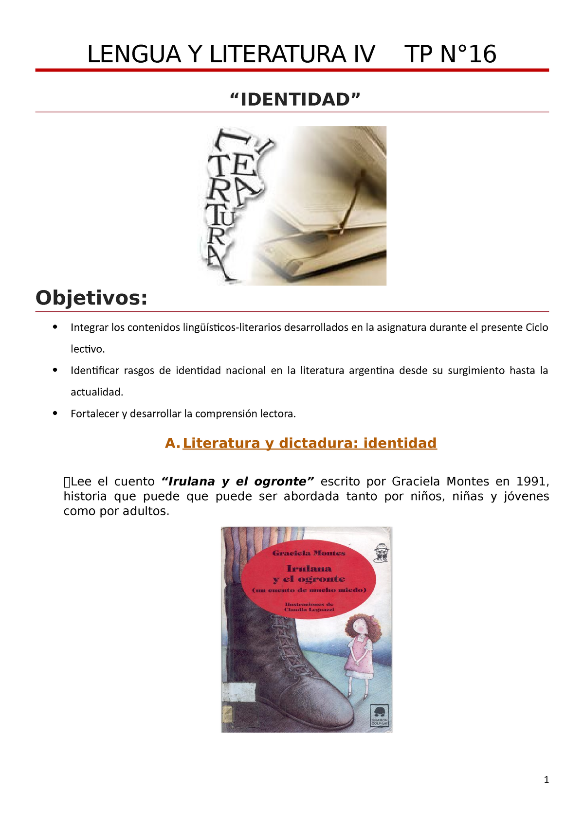 TP N°16 - Lengua Y Literatura - 5° - LENGUA Y LITERATURA IV TP N ...