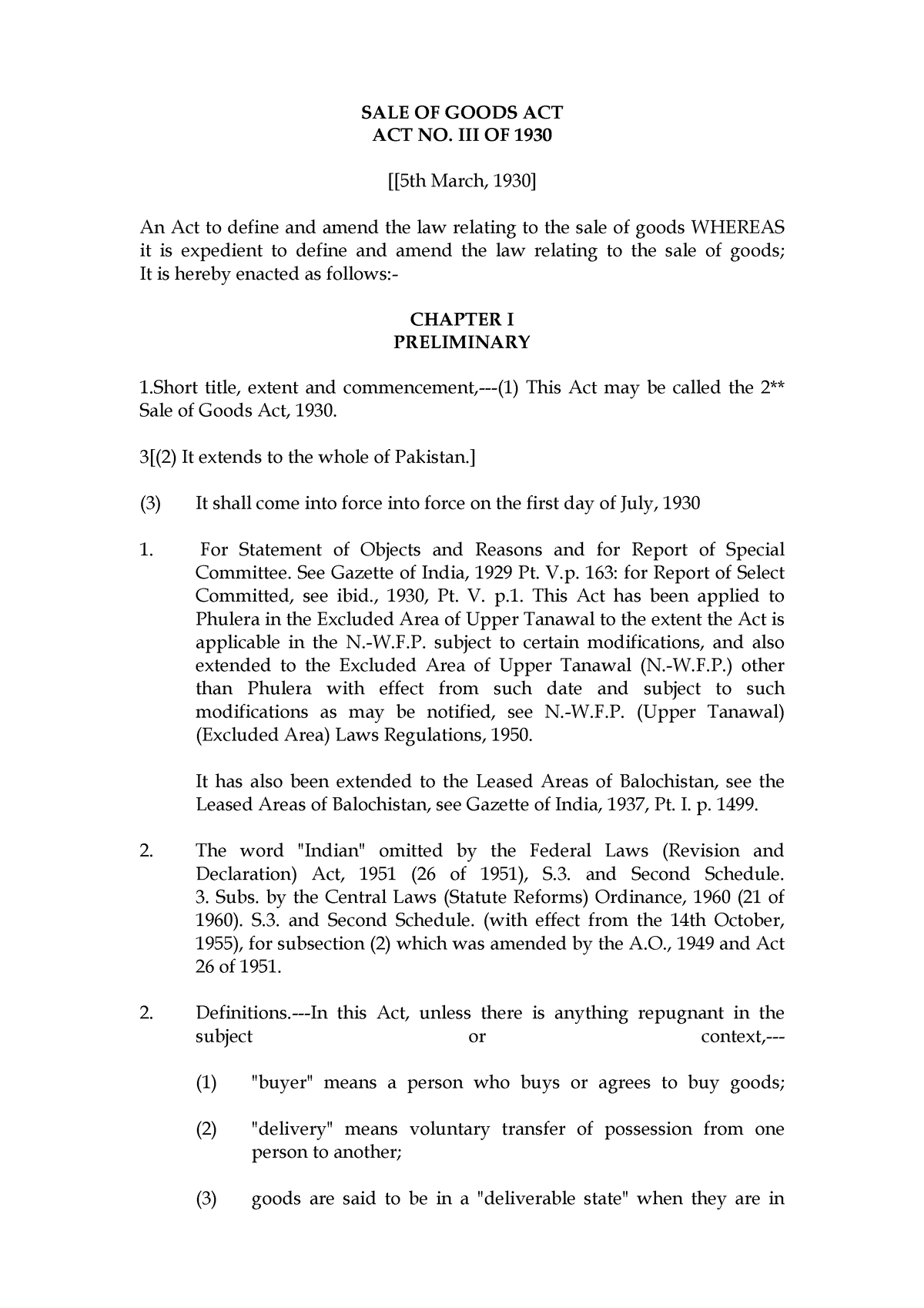 sale of goods act 1930 assignment