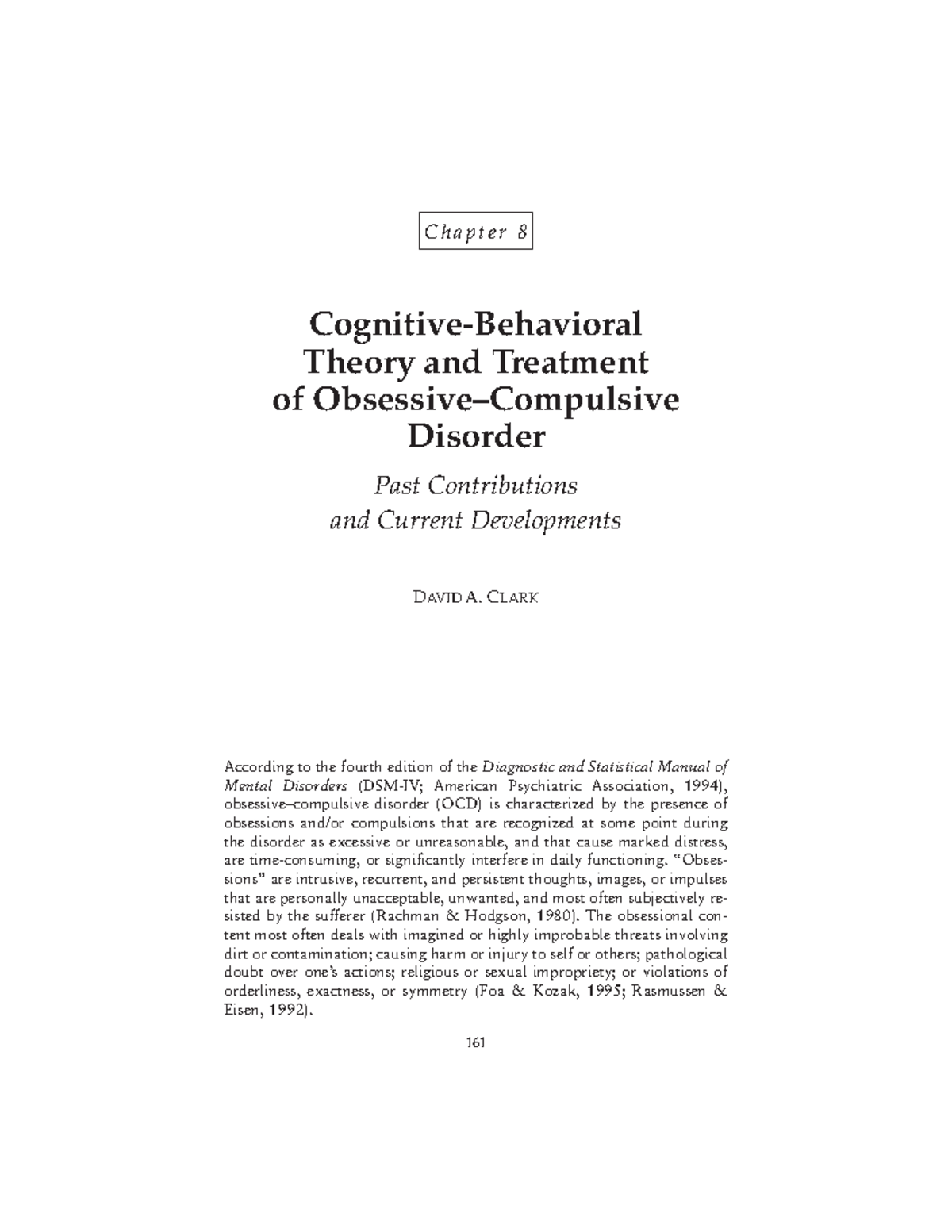 Reading On Cognitive-Behavioural Therapy (CBT) For Obsessive-Compulsive ...