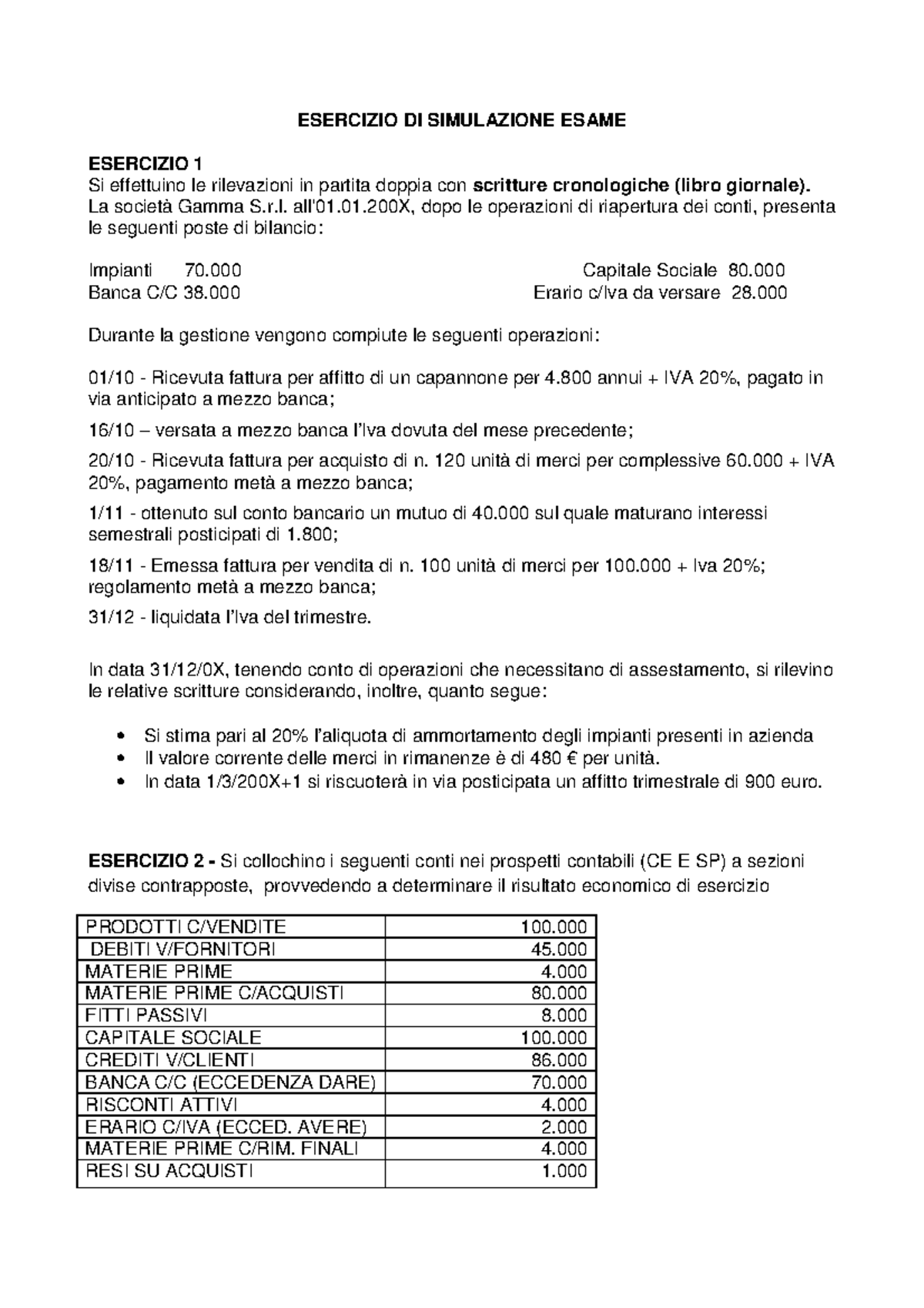 Simulazione II Parte - 87106 - UniBg ESERCIZIO DI SIMULAZIONE ESAME ...