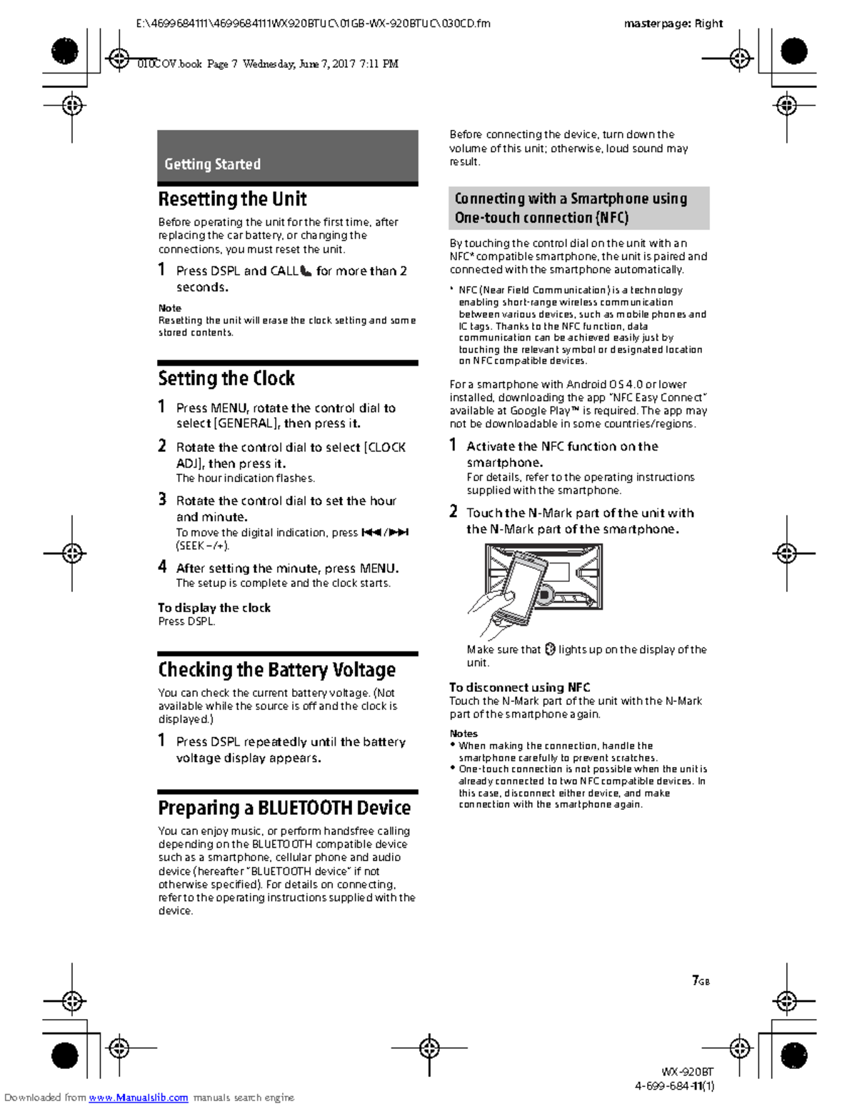 Sony wx 920bt manual - notes - 7 GB E:\4699684111\4699684111WX920BTUC ...