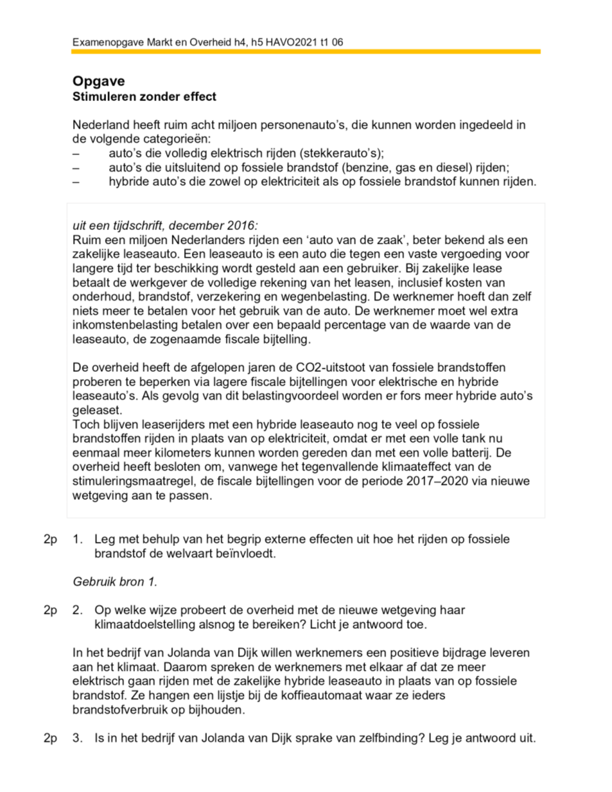 Markt En Overheid Examenopgaven 35 - Economie - Studeersnel