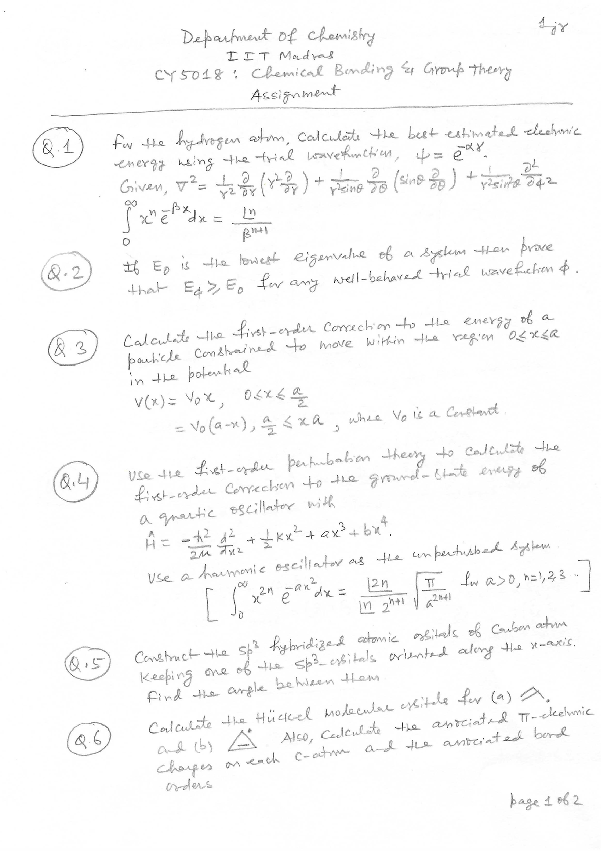 chemistry sub assignment