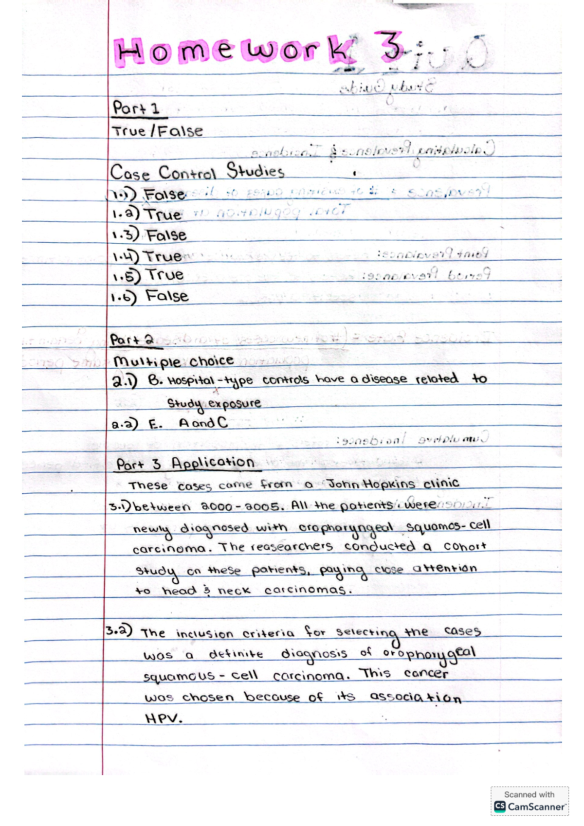Homework #3 Help - Homework3iu0 abive above Part 1 Case Control Studies ...