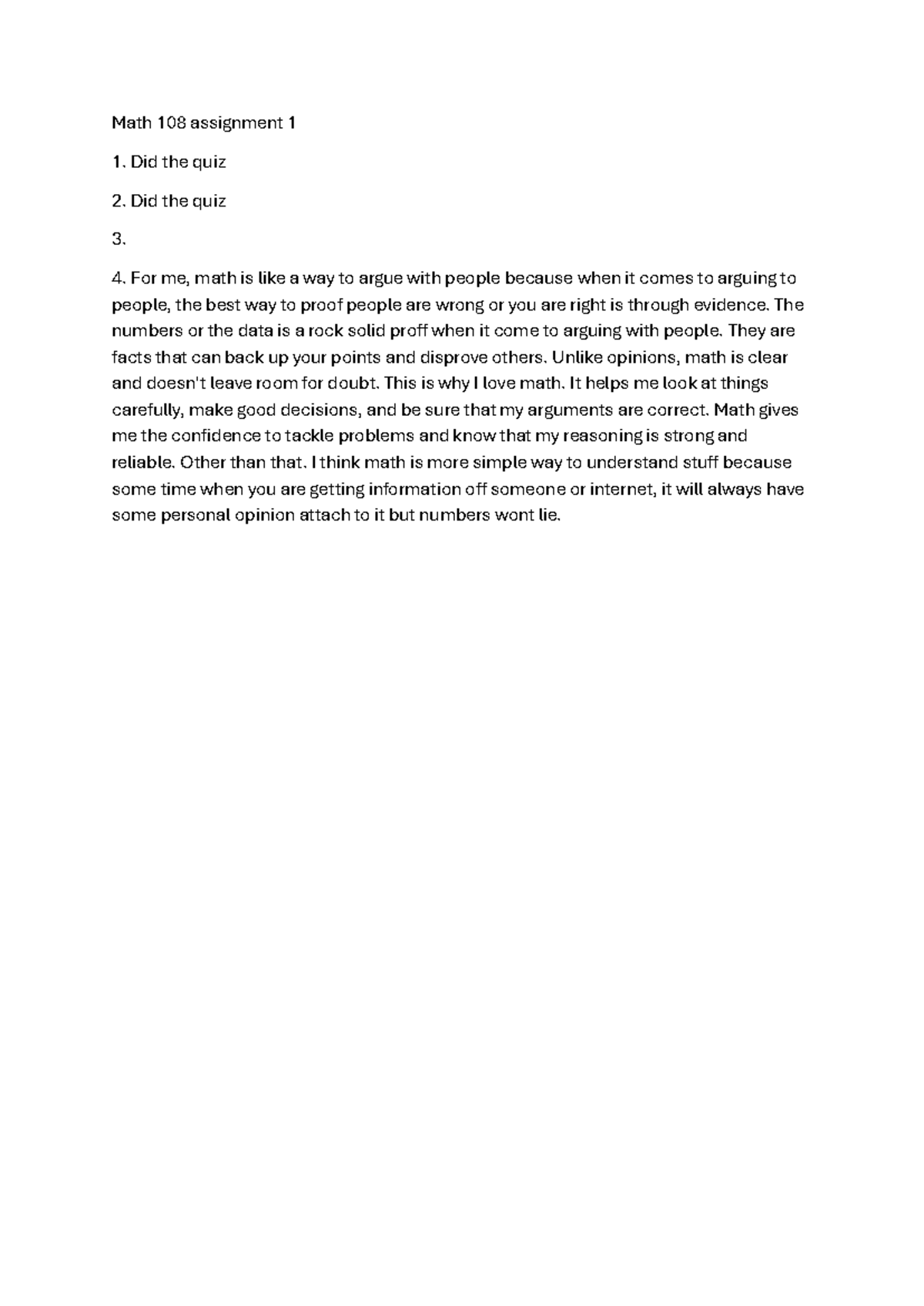 Math 108 assignment 1 - Math 108 assignment 1 Did the quiz Did the quiz ...