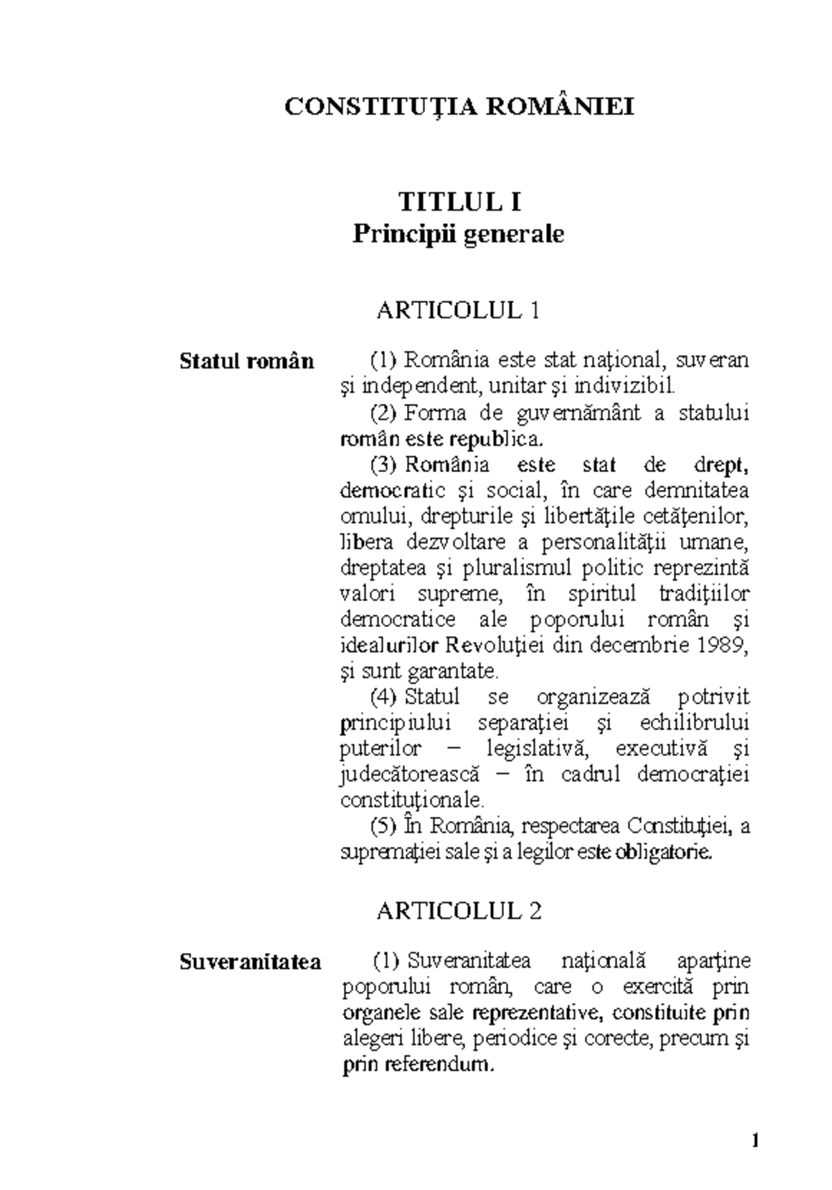 Constitutia-2003 - Lege - CONSTITUŢIA ROMÂNIEI TITLUL I Principii ...