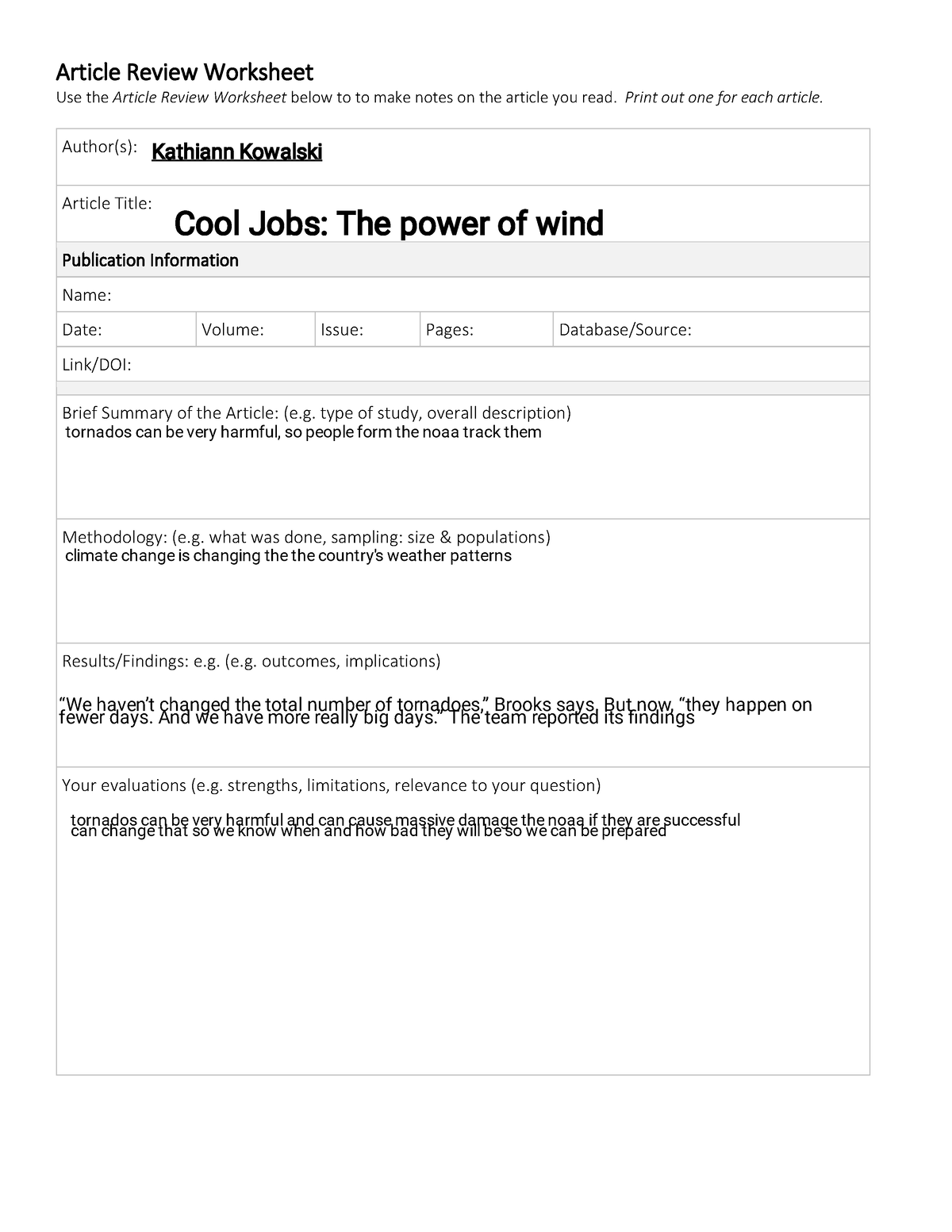 Kami Export   Article Review Worksheet (1)   Article Review Worksheet