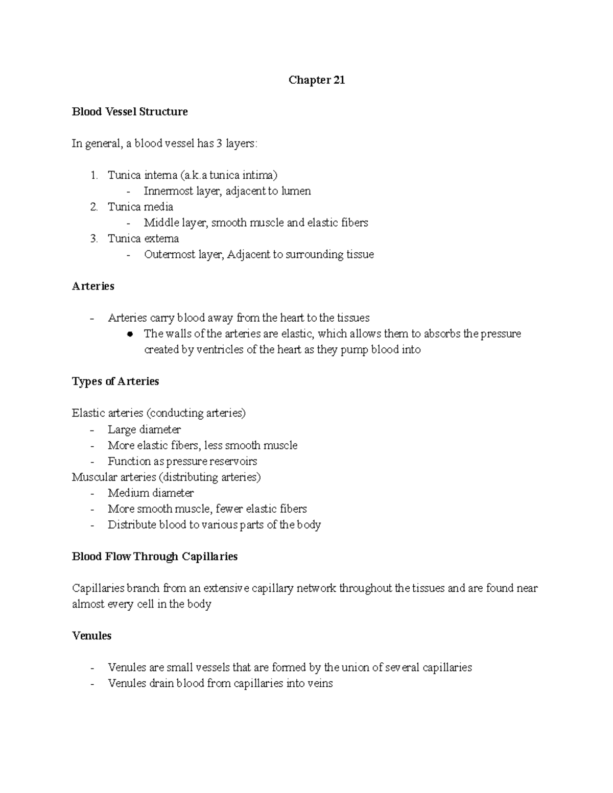 Anatomy And Physiology II - Chapter 21 - Chapter 21 Blood Vessel ...